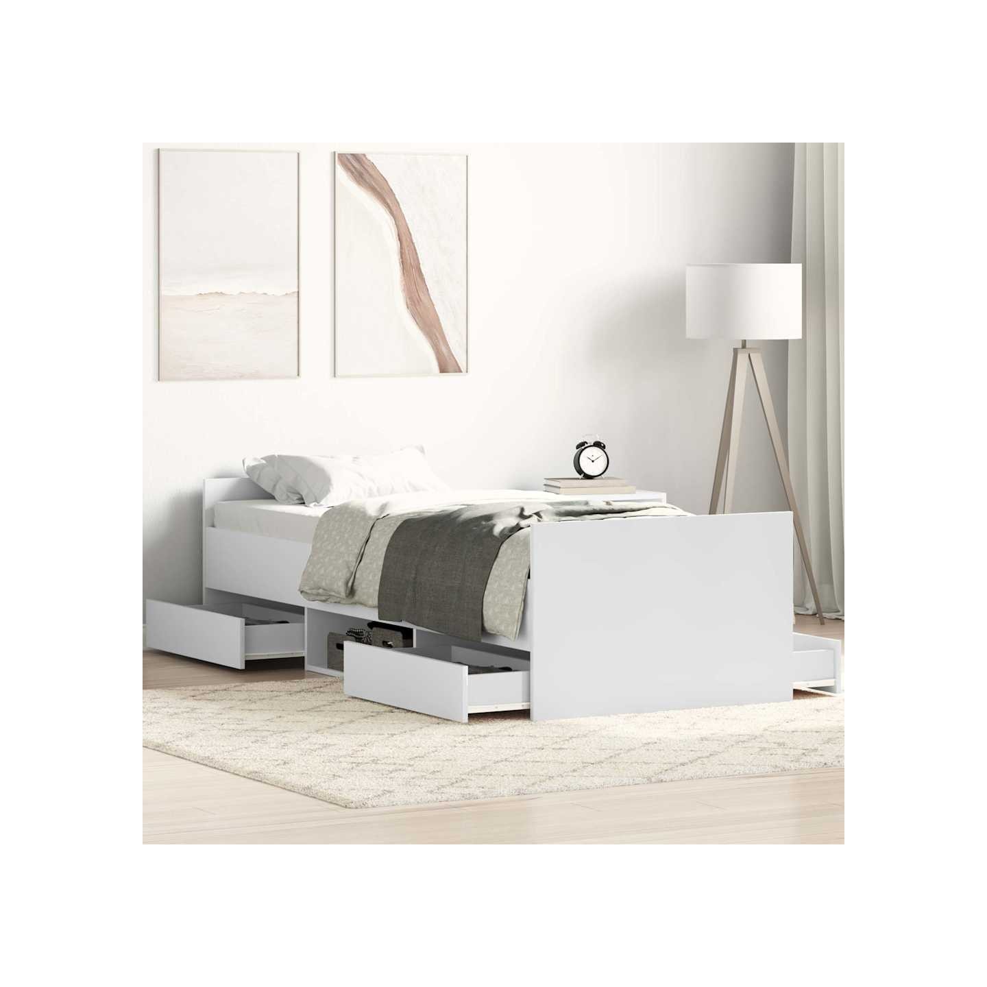 Cadre de lit sans matelas blanc 90x190 cm