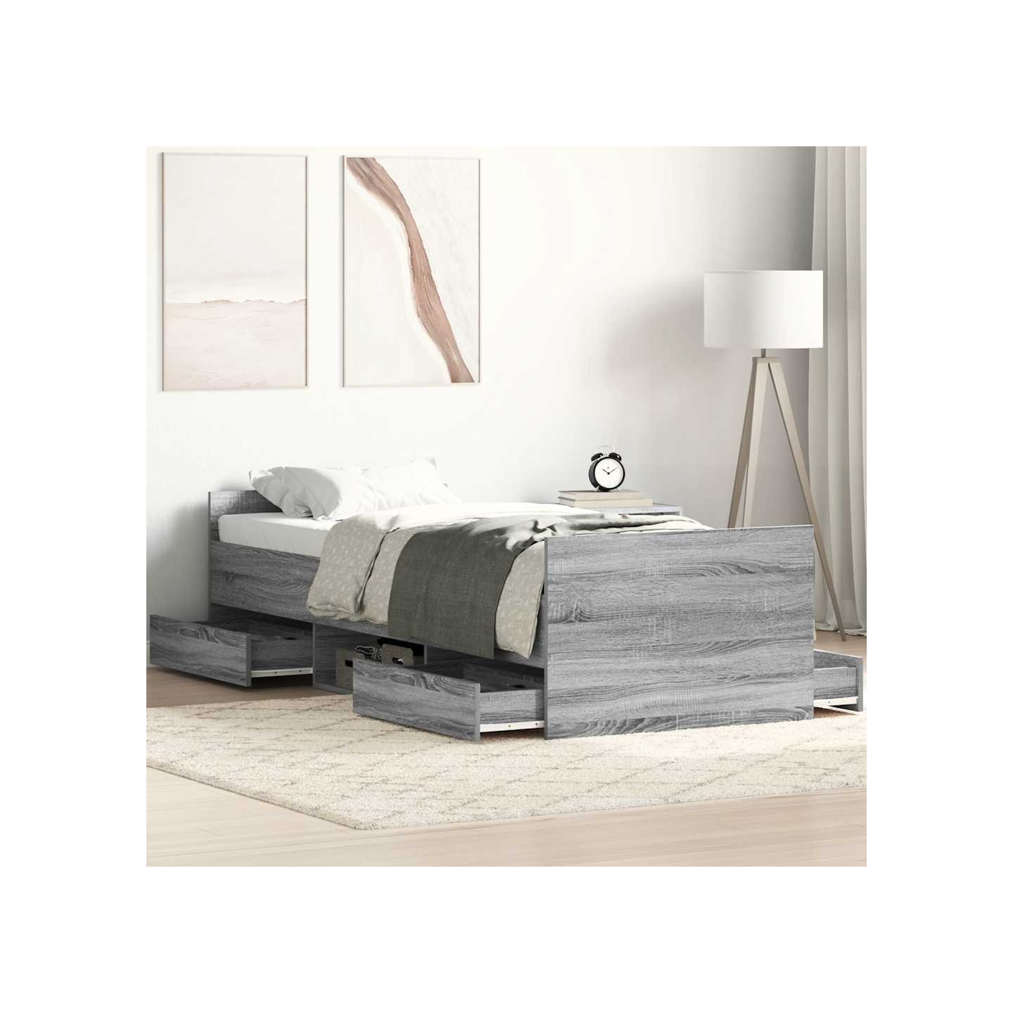 Cadre de lit sans matelas sonoma gris 90x190 cm