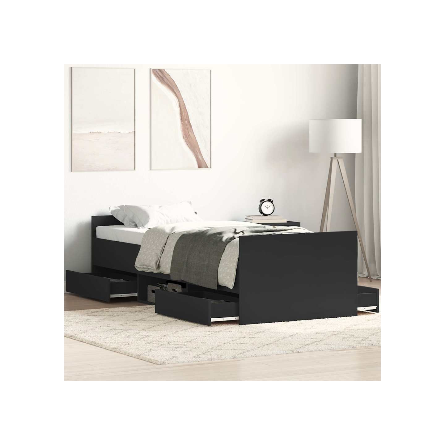 Cadre de lit sans matelas noir 90x190 cm