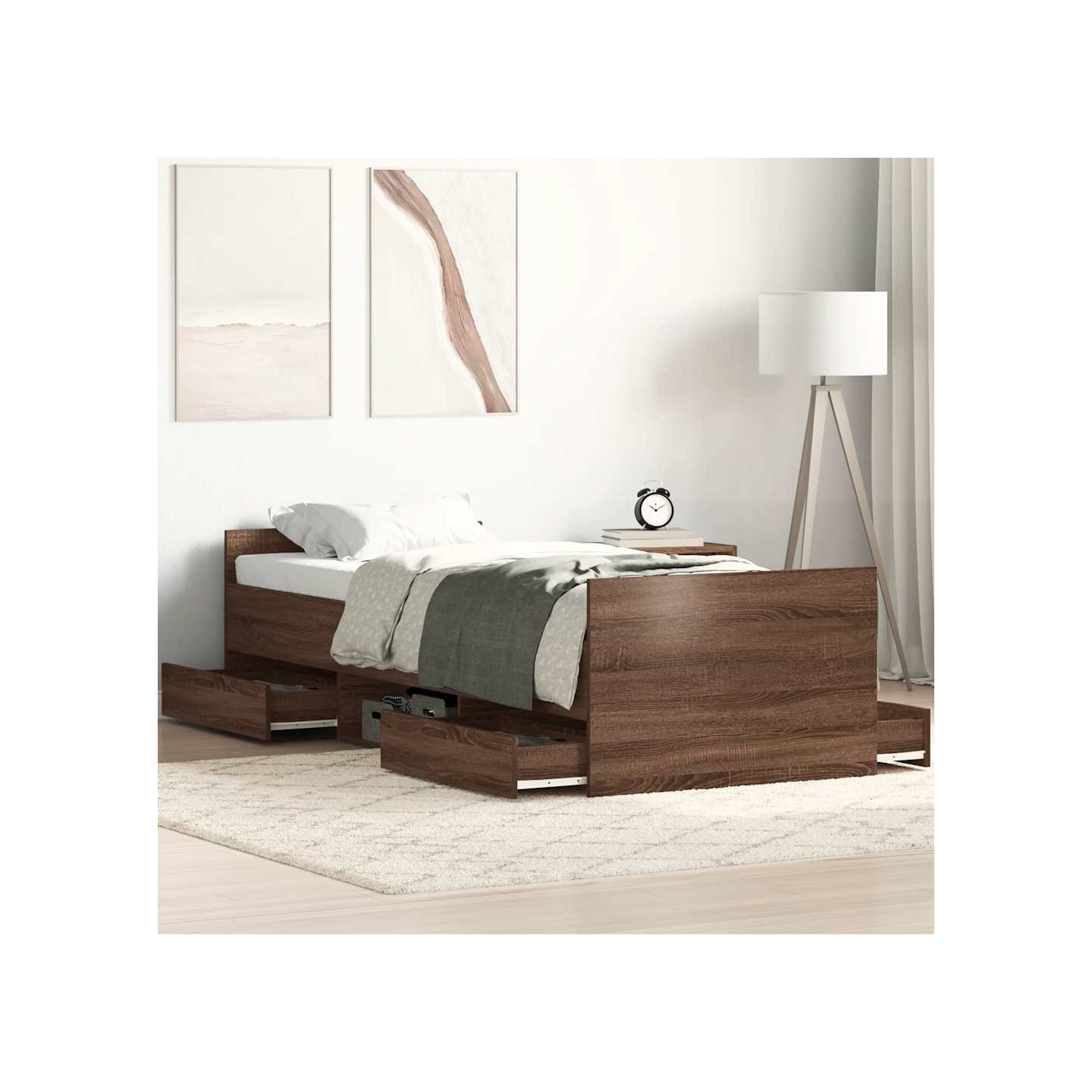Cadre de lit sans matelas chêne marron 100x200 cm
