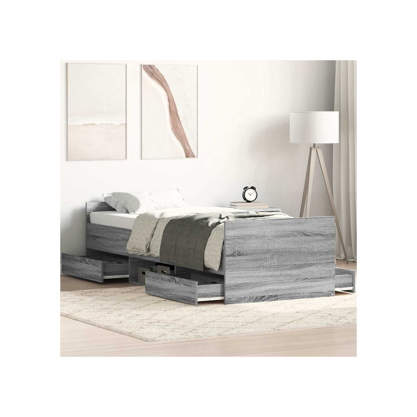 Cadre de lit sans matelas sonoma gris 90x200 cm