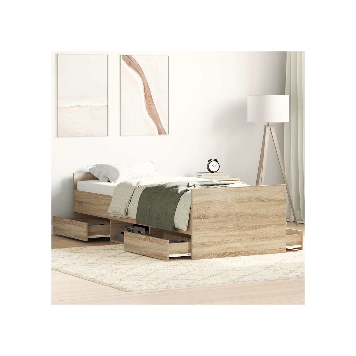 Cadre de lit sans matelas chêne sonoma 75x190 cm