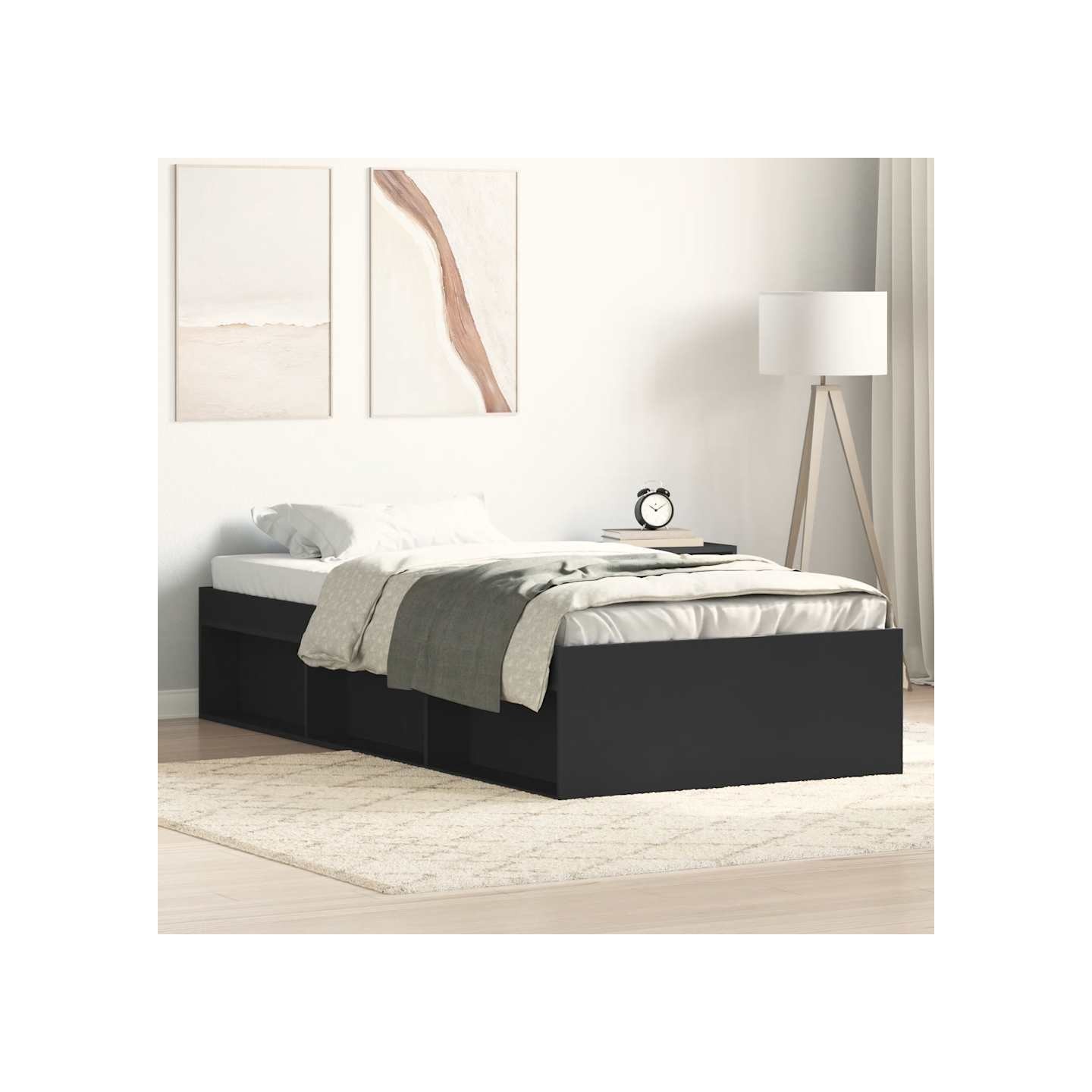 Cadre de lit sans matelas noir 100x200 cm