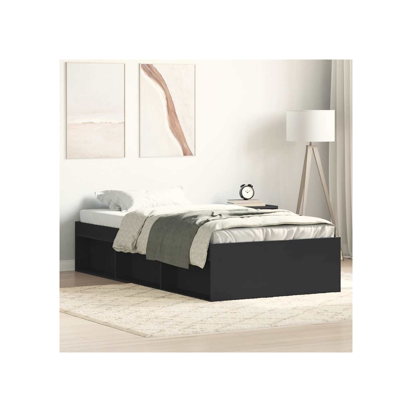 Cadre de lit sans matelas noir 90x200 cm
