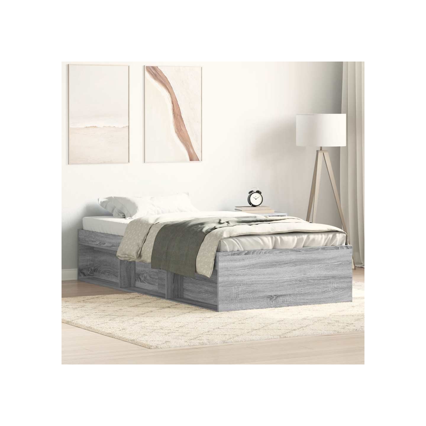 Cadre de lit sans matelas sonoma gris 75x190 cm