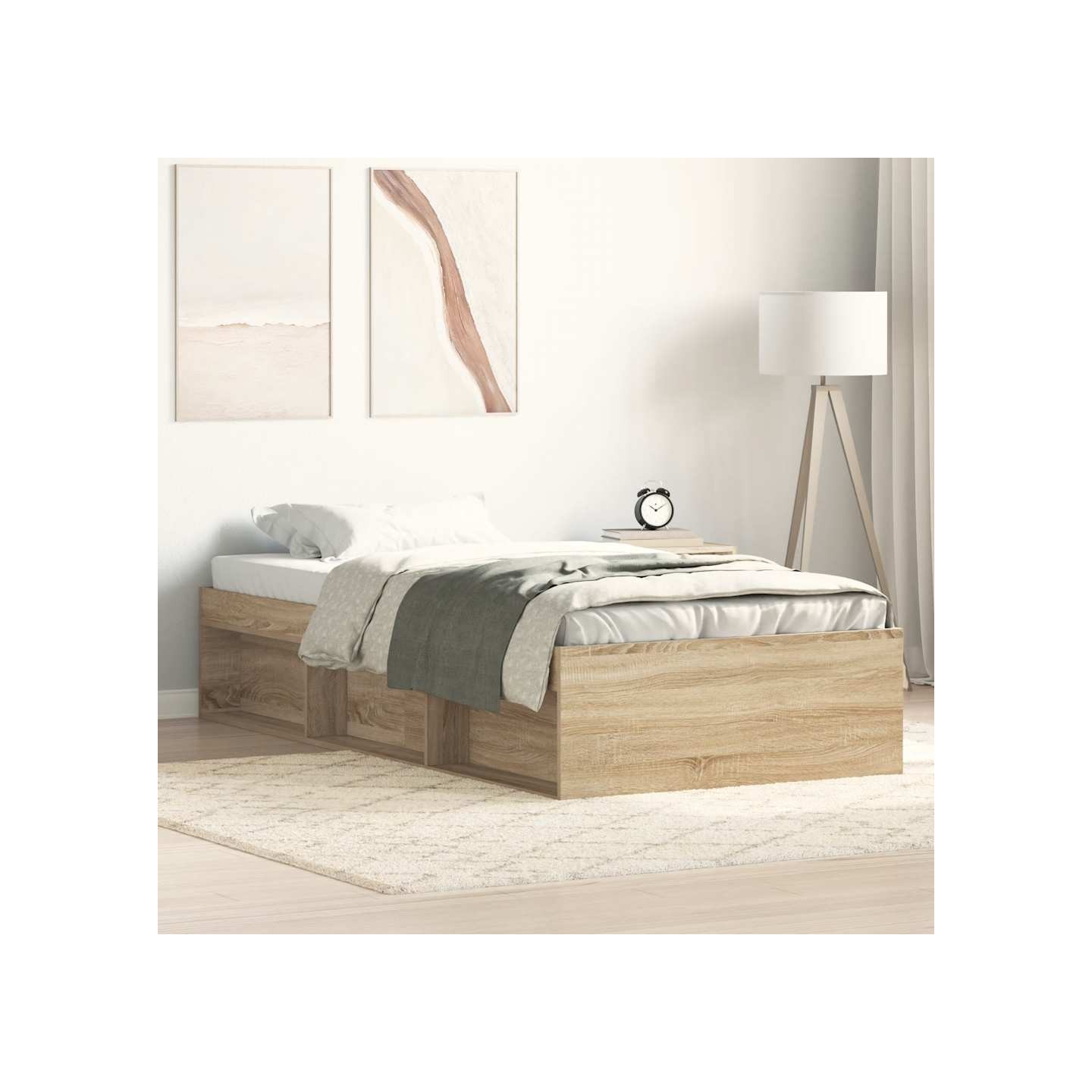 Cadre de lit sans matelas chêne sonoma 75x190 cm