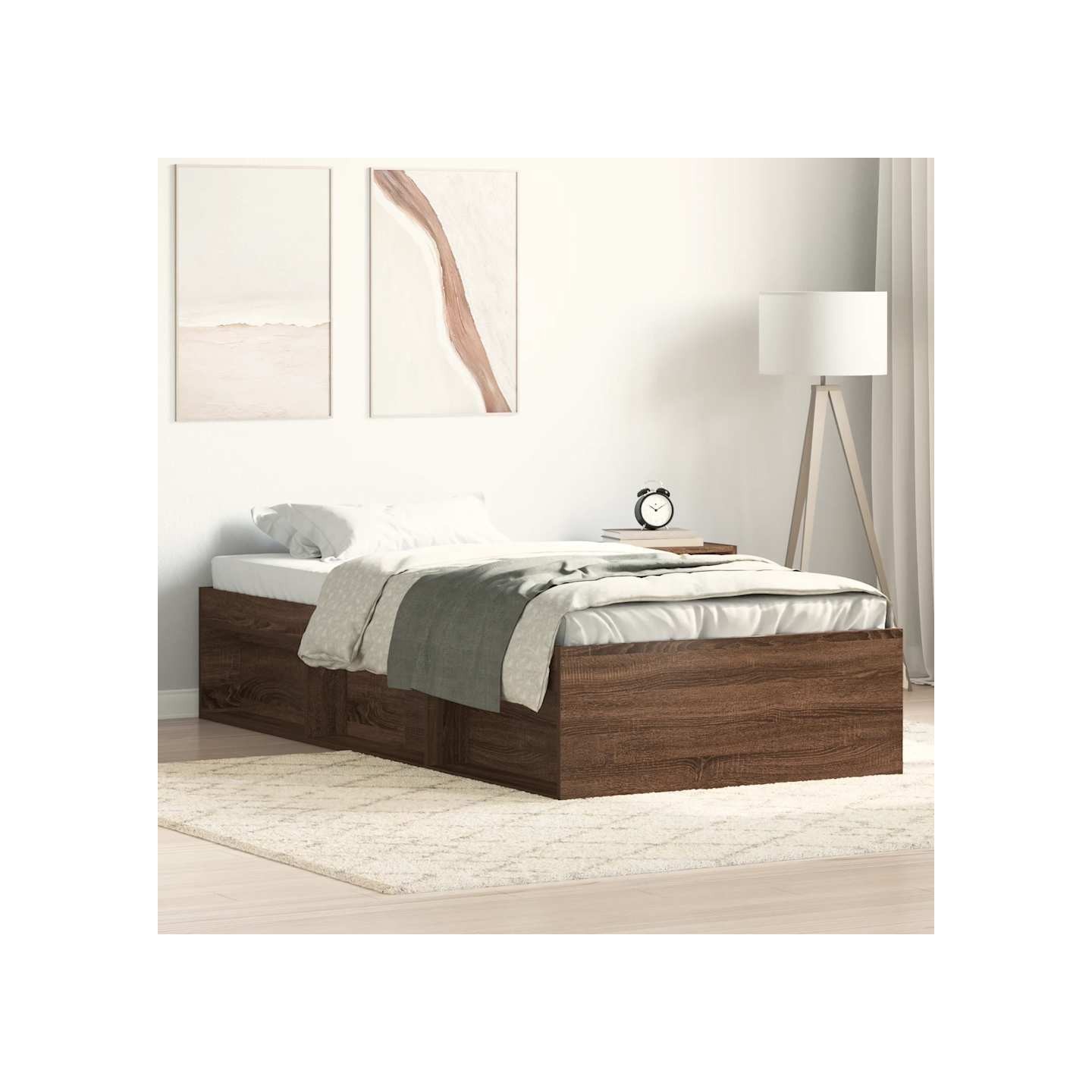 Cadre de lit sans matelas chêne marron 75x190 cm