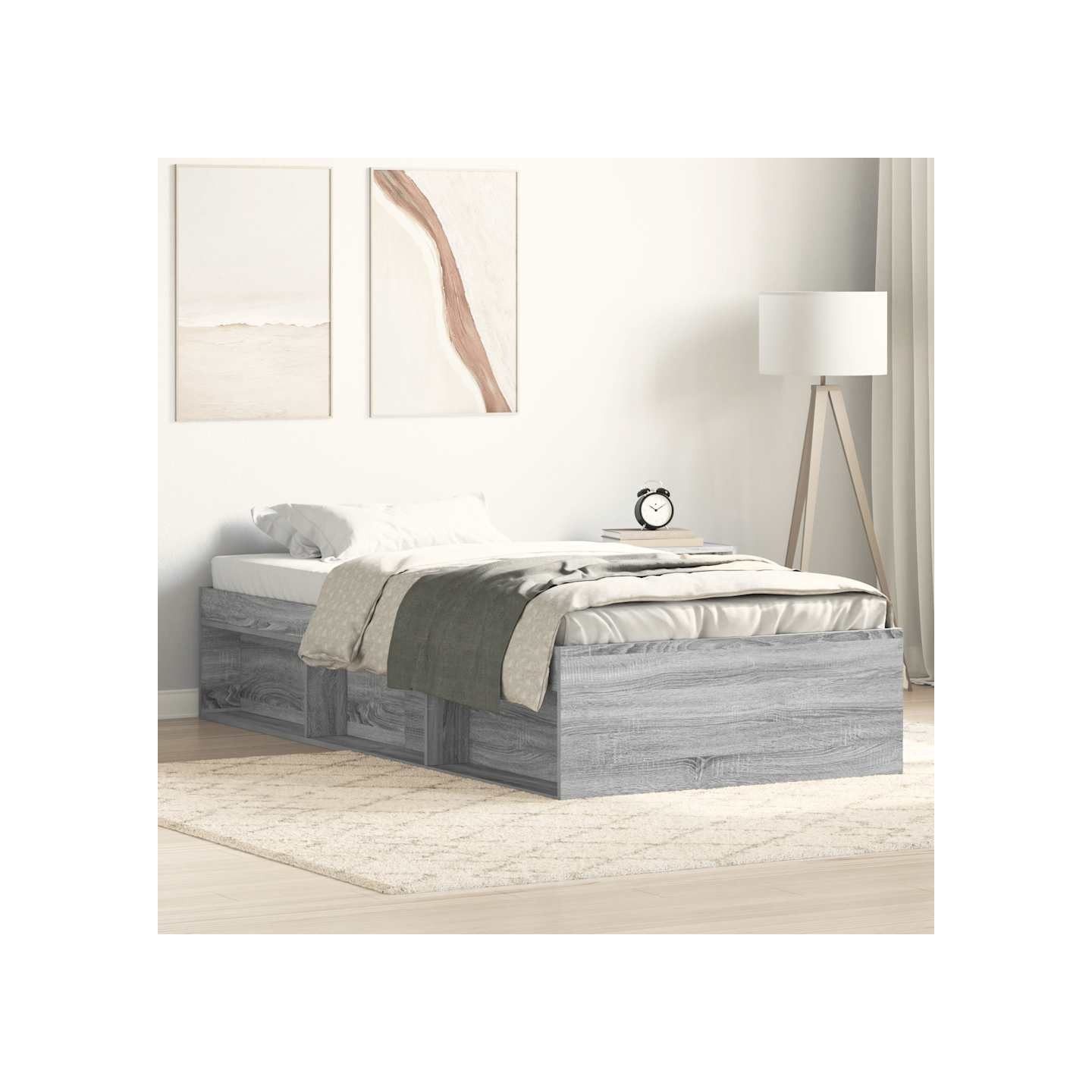 Cadre de lit sans matelas sonoma gris 90x190 cm