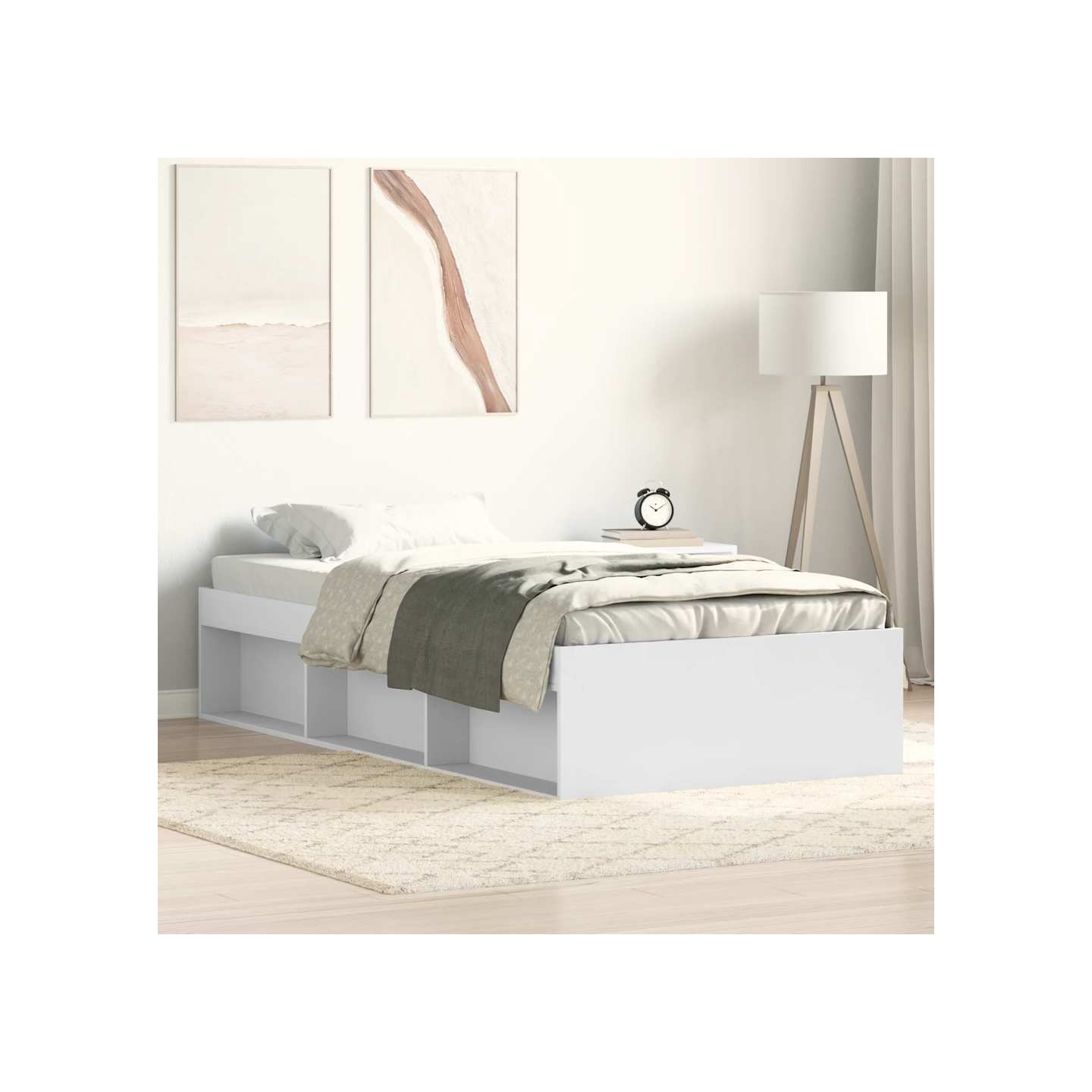 Cadre de lit sans matelas blanc 100x200 cm