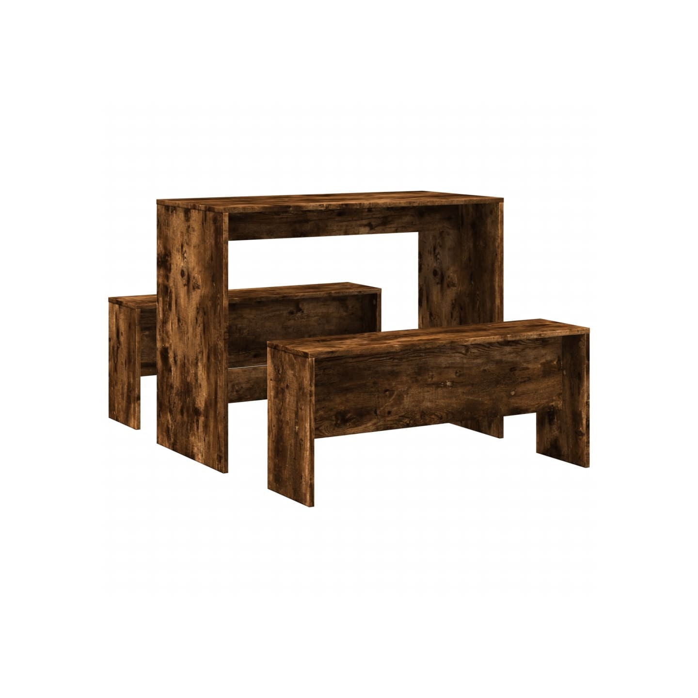 Ensemble table à manger et bancs 3 pcs bois d'ingénierie