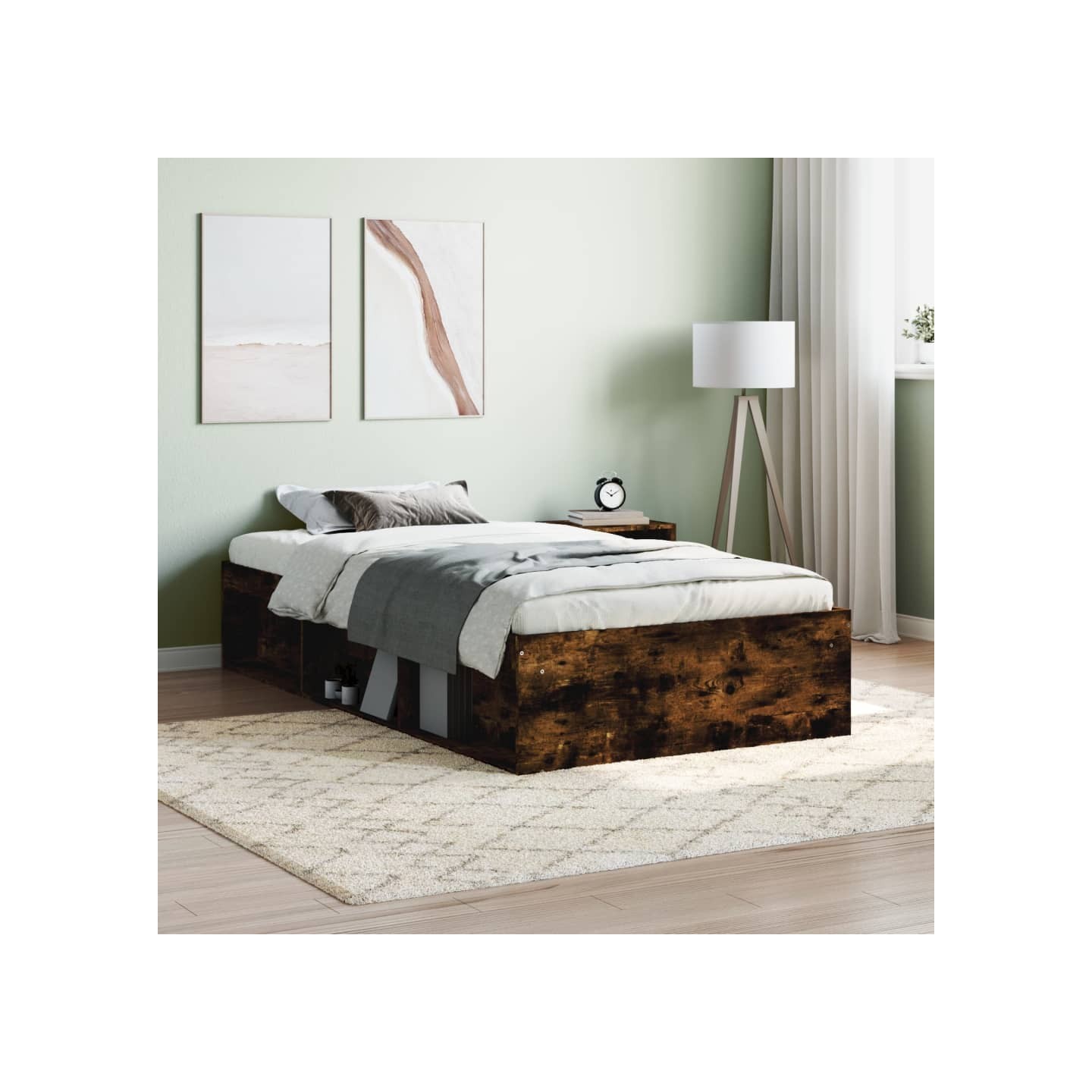 Cadre de lit sans matelas chêne fumé 100x200 cm