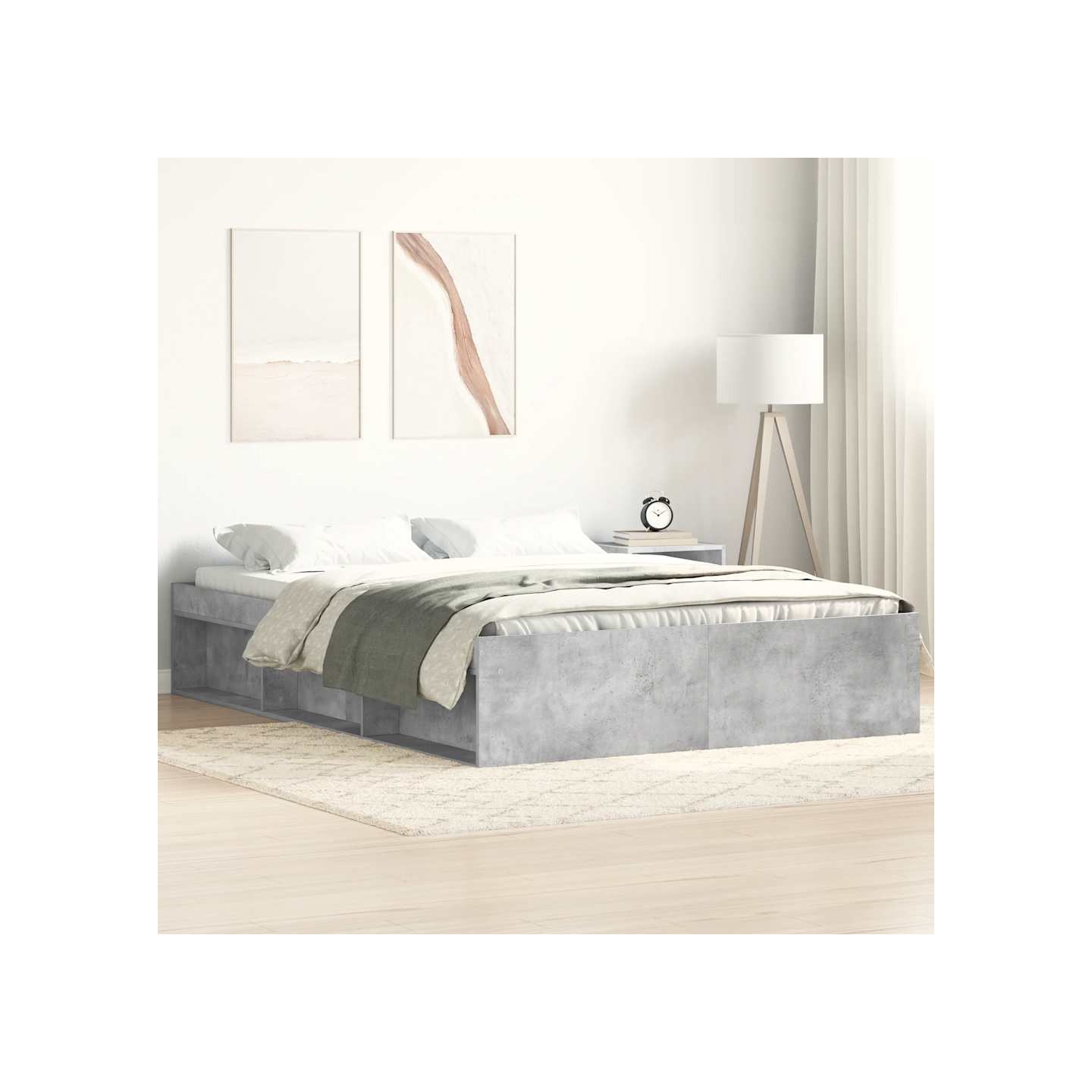 Cadre de lit sans matelas gris béton 120x200 cm