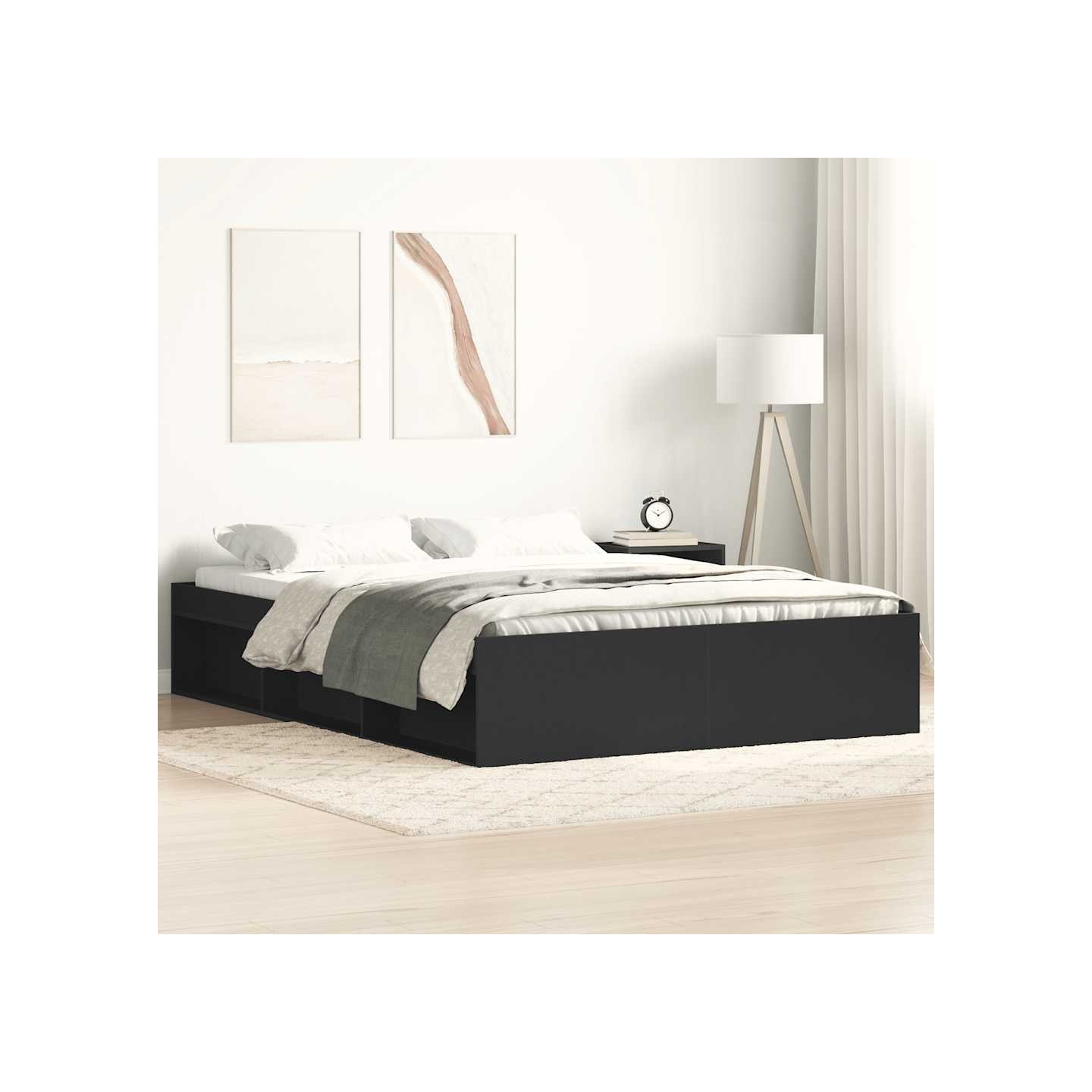 Cadre de lit sans matelas noir 120x200 cm