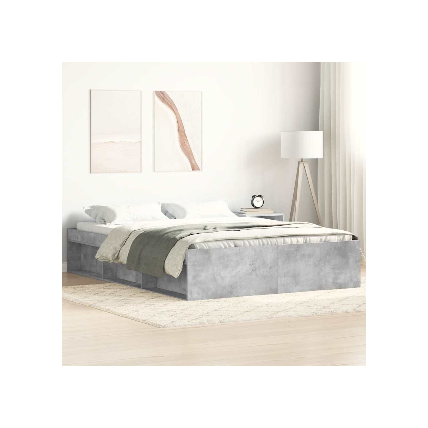 Cadre de lit sans matelas gris béton 140x200 cm