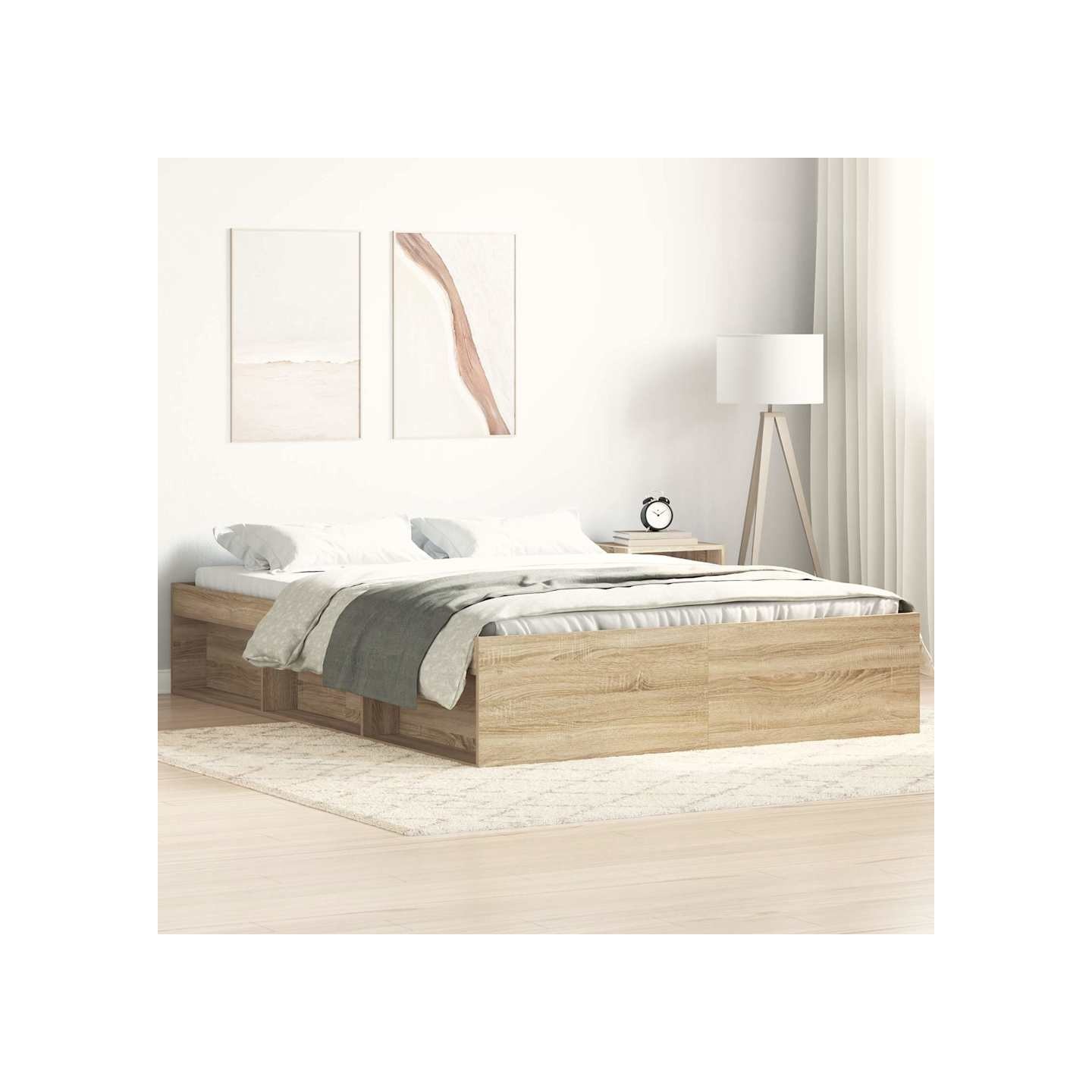 Cadre de lit sans matelas chêne sonoma 160x200 cm