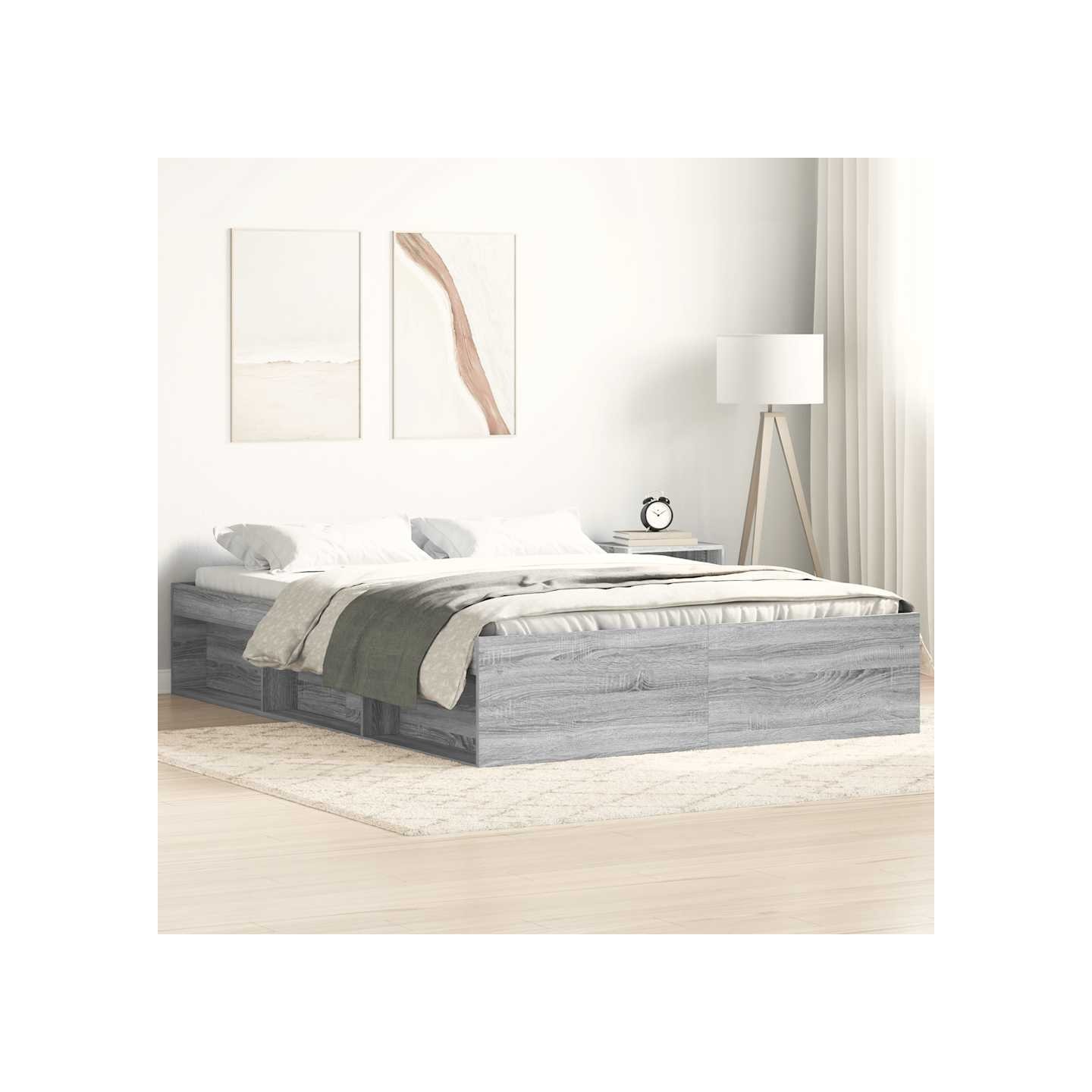 Cadre de lit sans matelas sonoma gris 120x200 cm