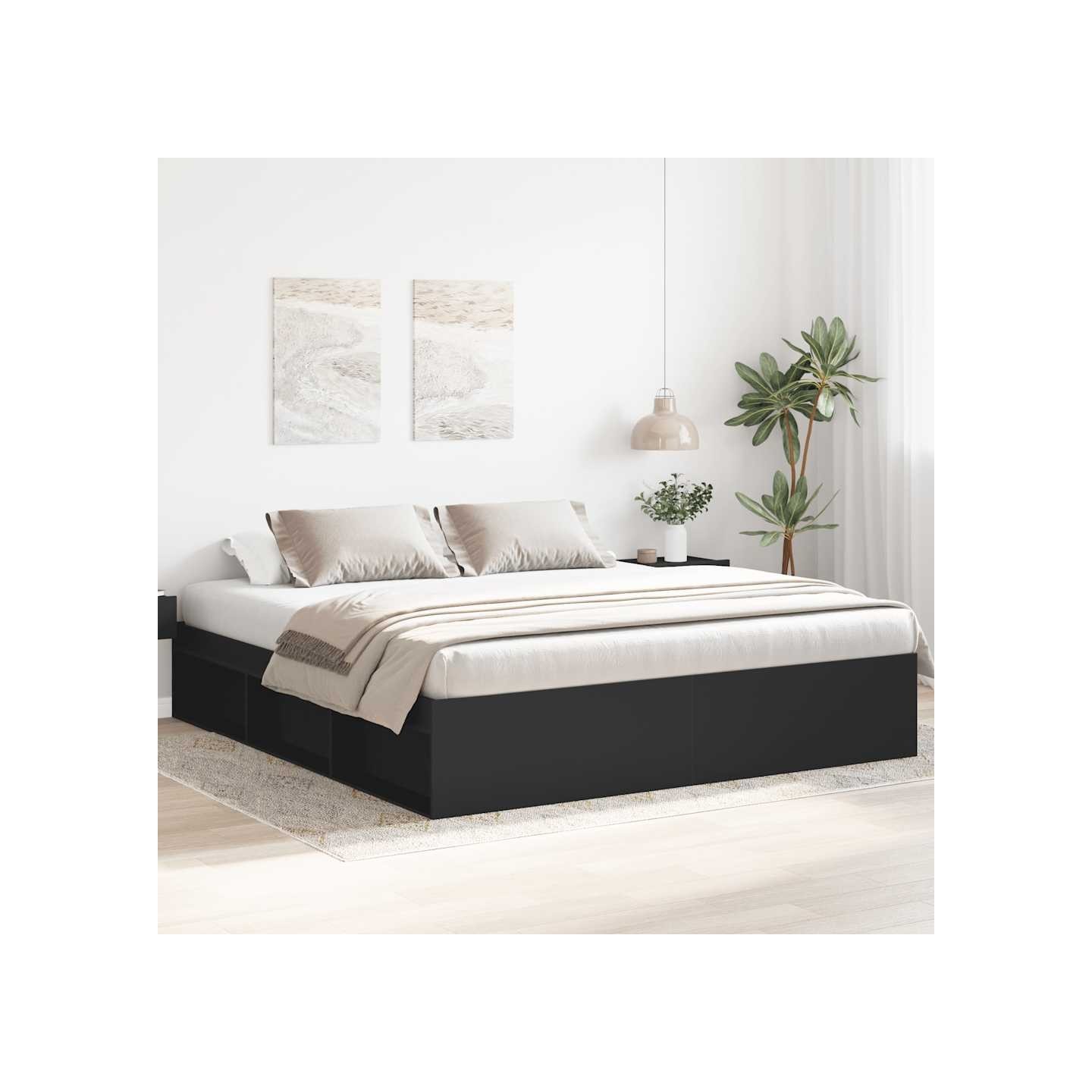 Cadre de lit sans matelas noir 180x200 cm