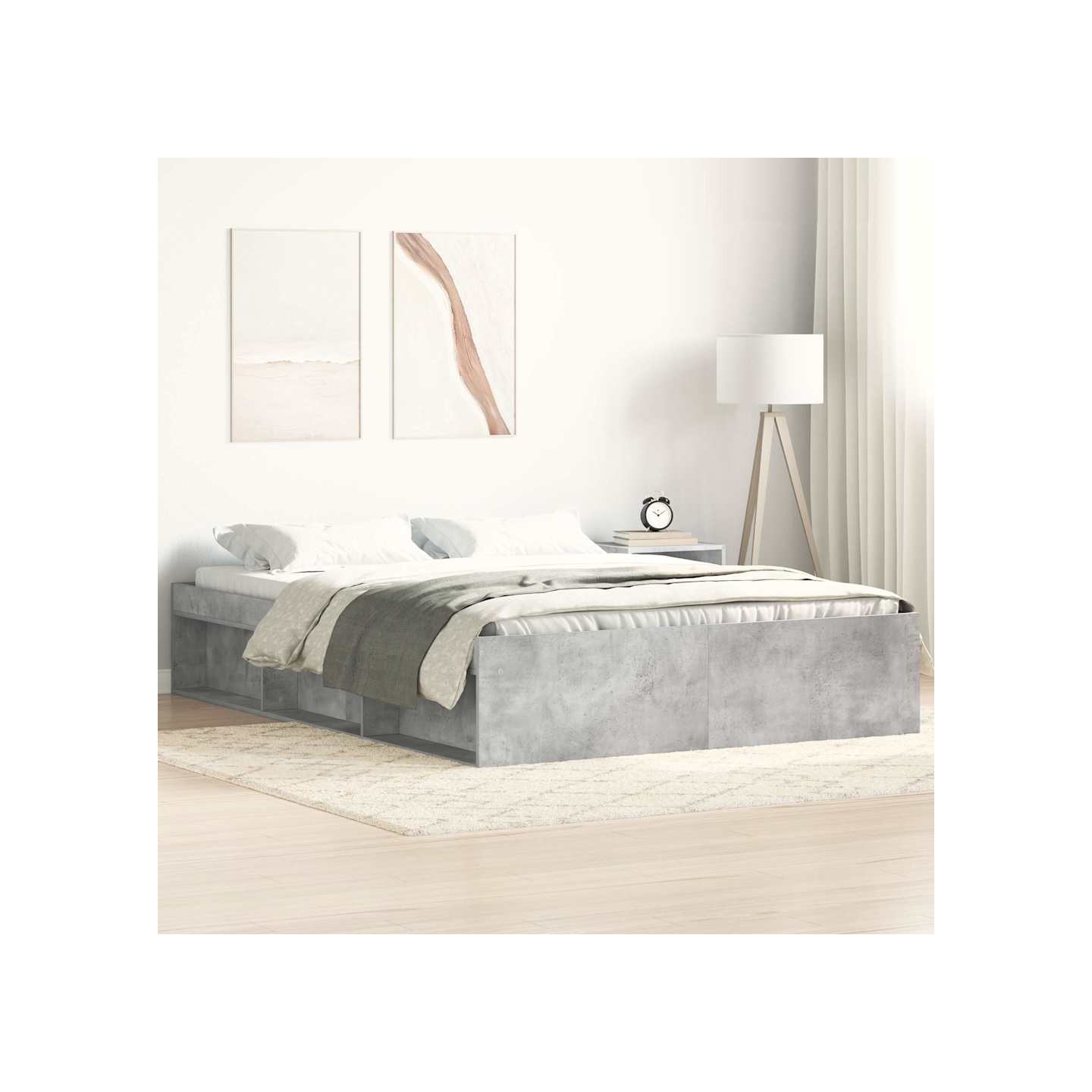 Cadre de lit sans matelas gris béton 160x200 cm