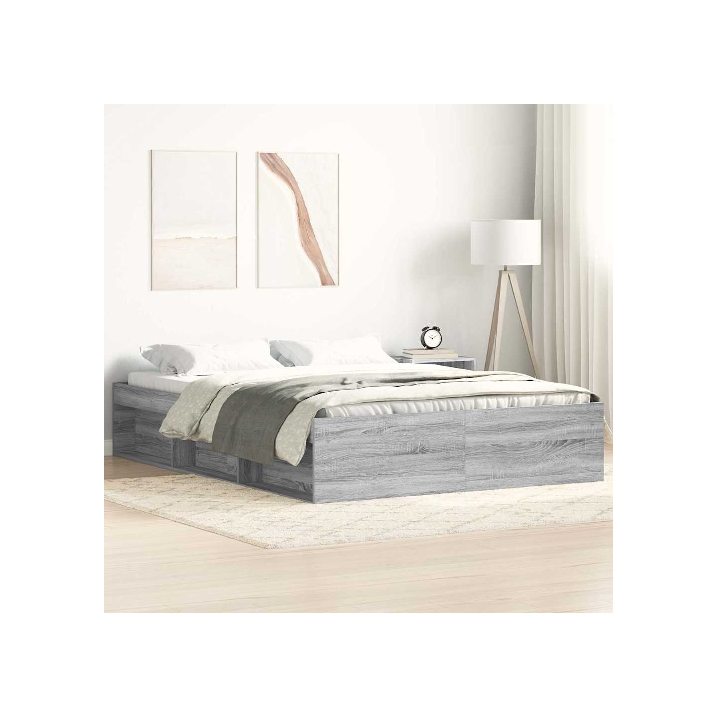 Cadre de lit sans matelas sonoma gris 140x200 cm
