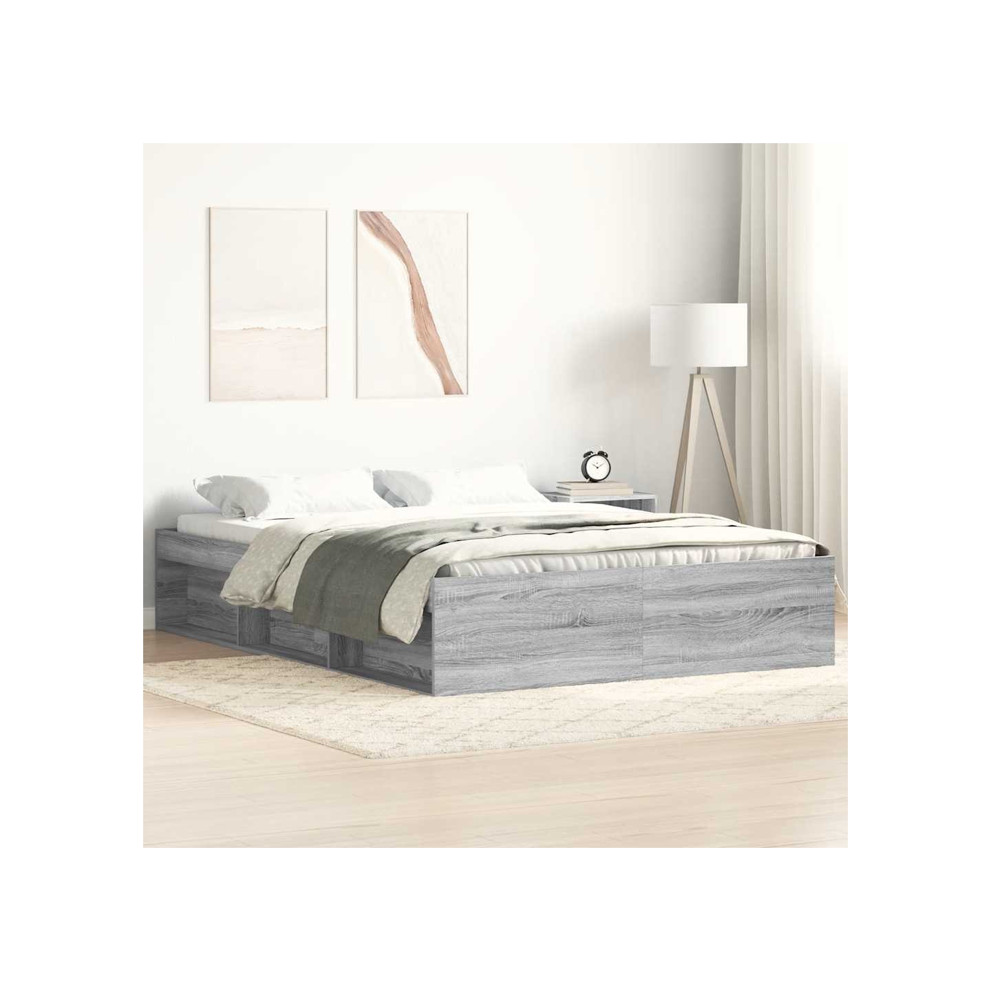 Cadre de lit sans matelas sonoma gris 160x200 cm