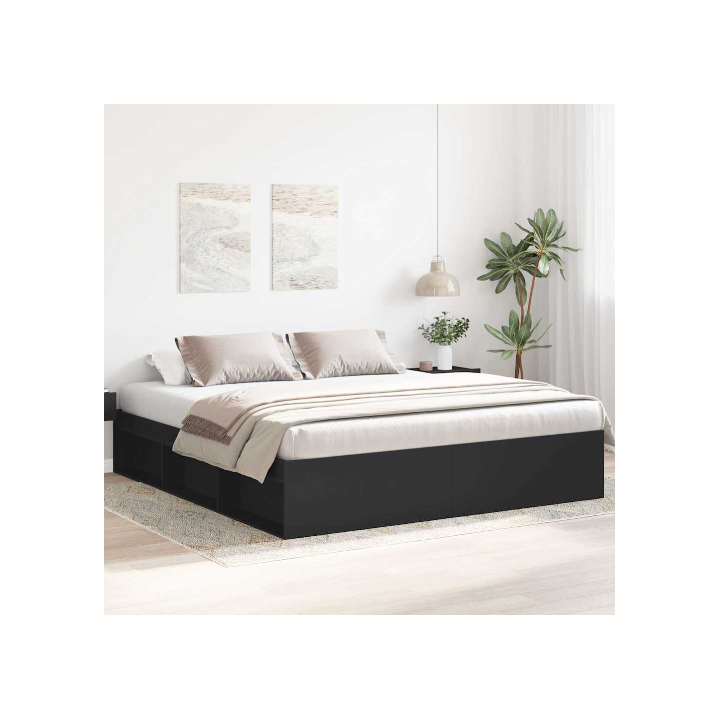 Cadre de lit sans matelas noir 200x200 cm