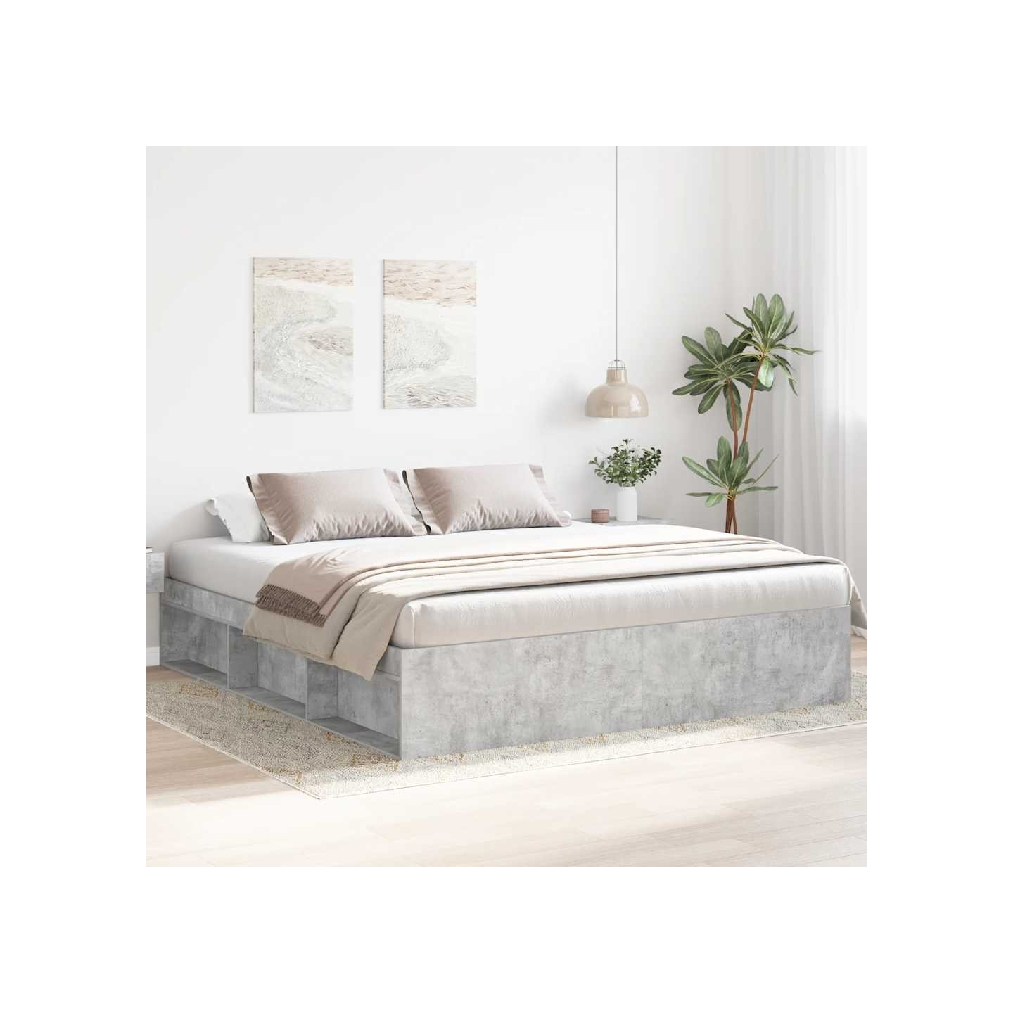 Cadre de lit sans matelas gris béton 180x200 cm