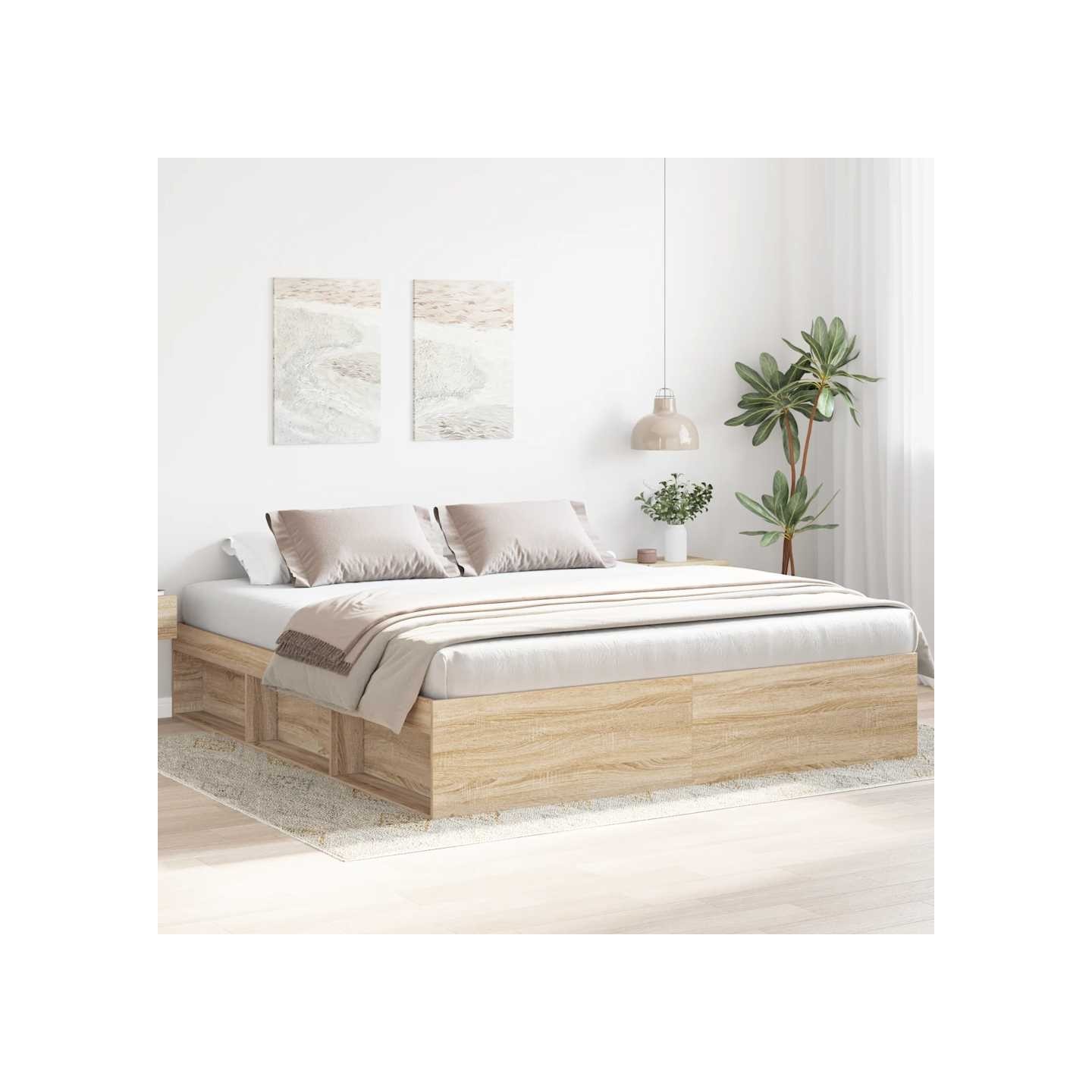 Cadre de lit sans matelas chêne sonoma 200x200 cm