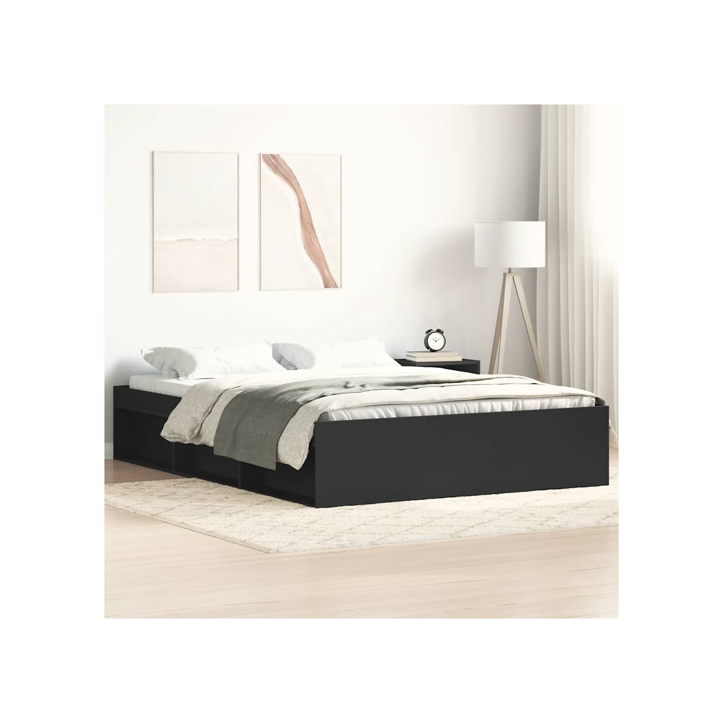 Cadre de lit sans matelas noir 160x200 cm