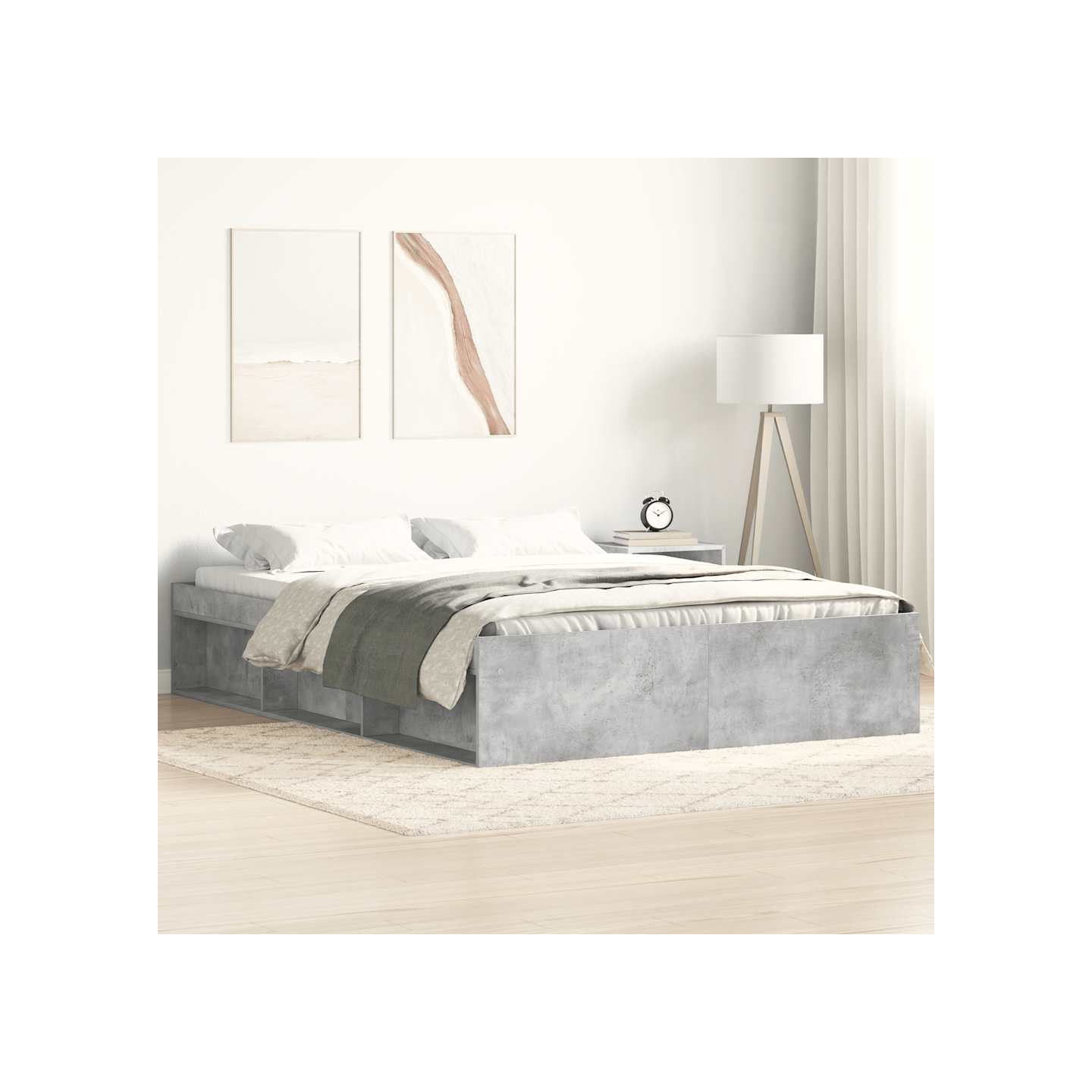 Cadre de lit sans matelas gris béton 120x190 cm