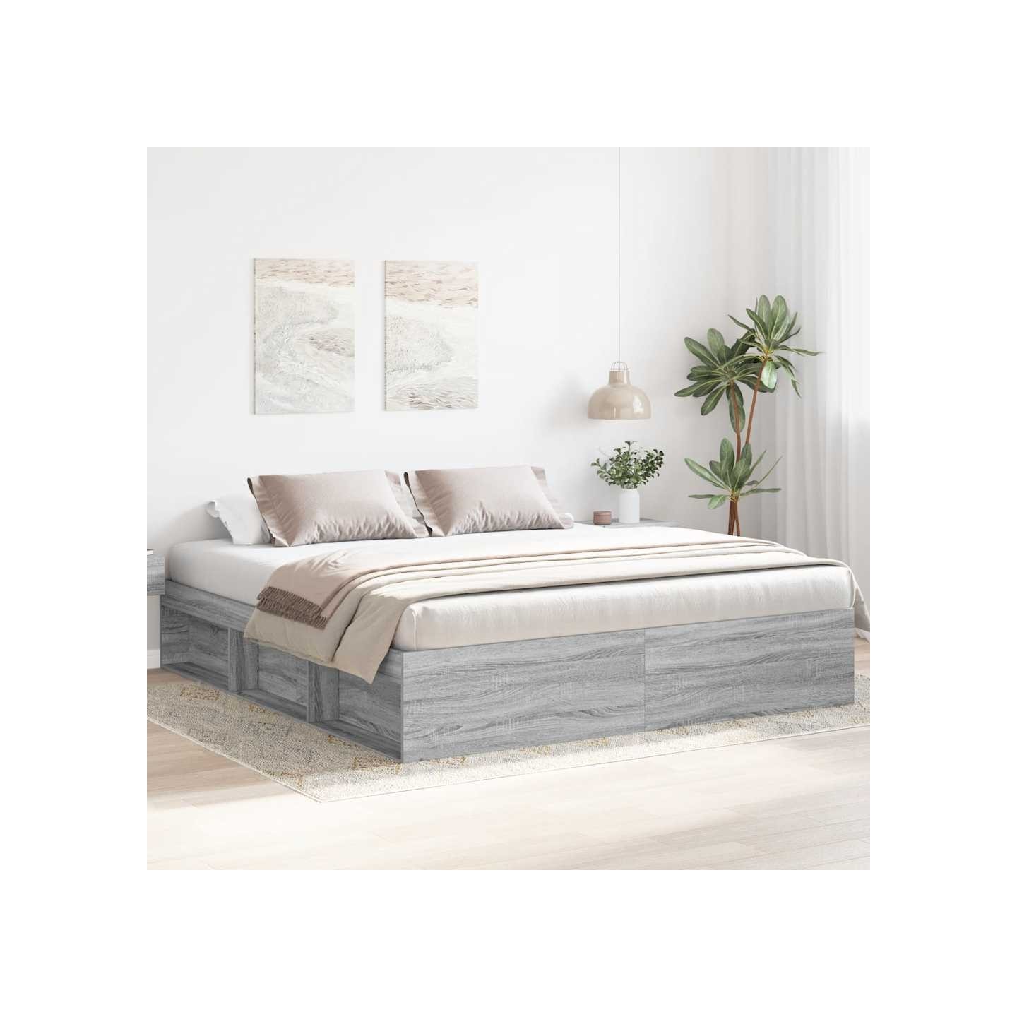 Cadre de lit sans matelas sonoma gris 180x200 cm