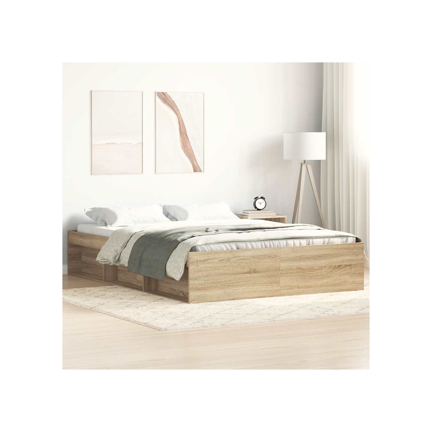 Cadre de lit sans matelas chêne sonoma 140x190 cm