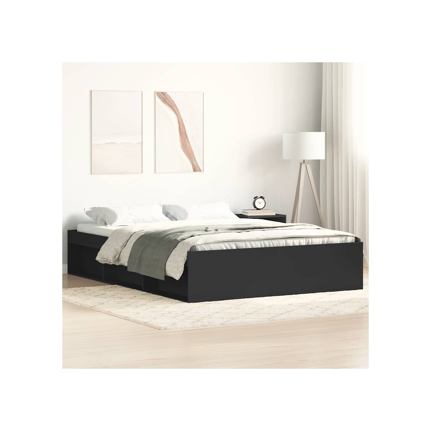 Cadre de lit sans matelas noir 120x190 cm