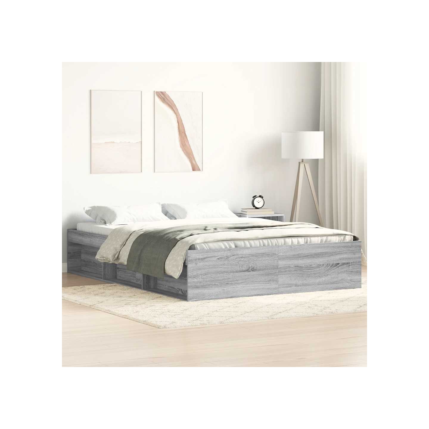 Cadre de lit sans matelas sonoma gris 140x190 cm