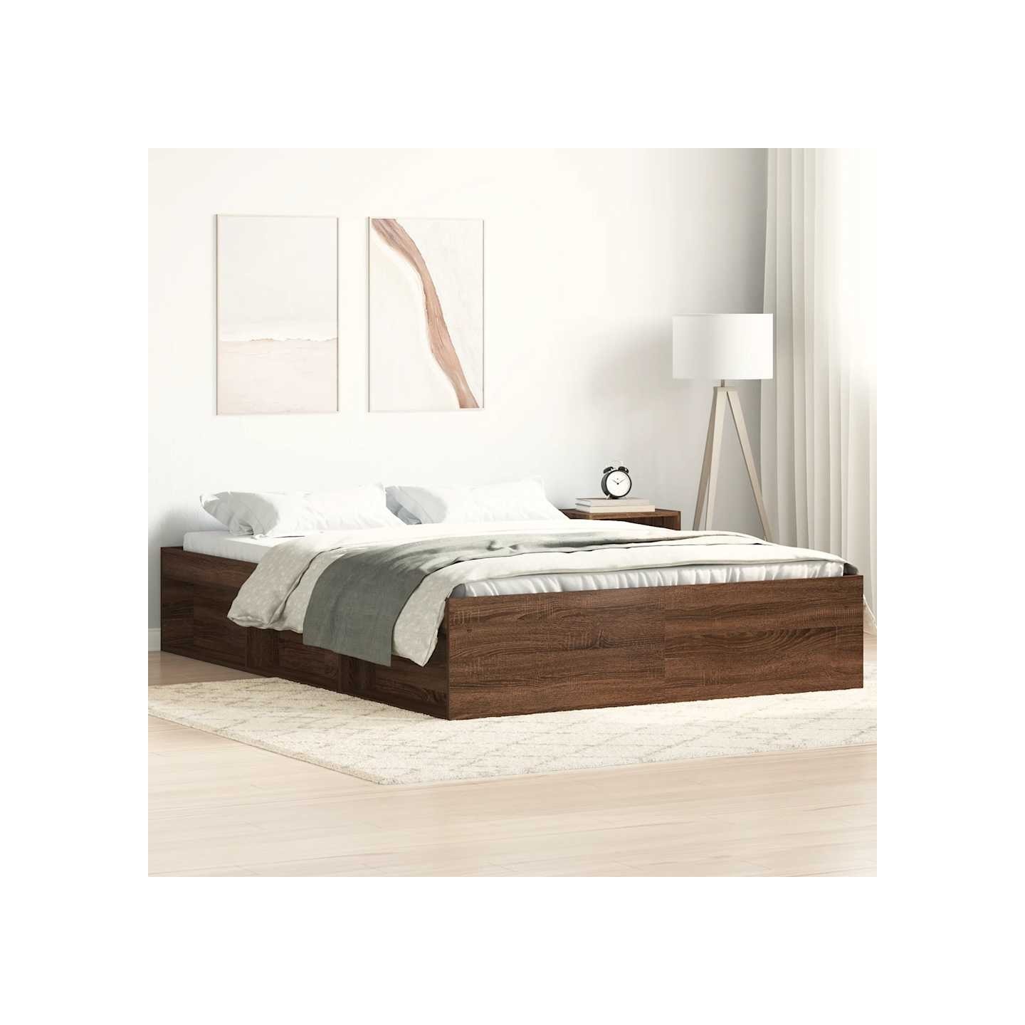 Cadre de lit sans matelas chêne marron 120x190 cm