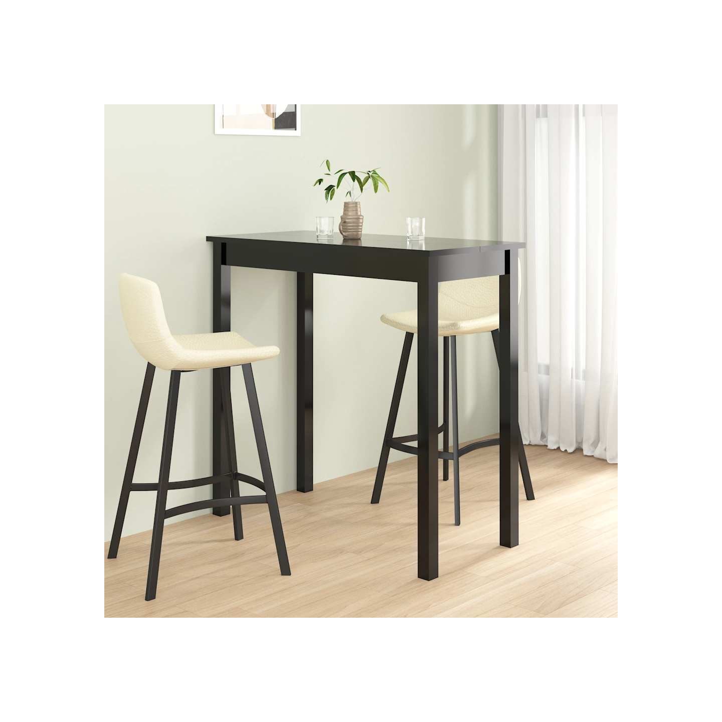 Table de bar MDF noir 115x55x107 cm