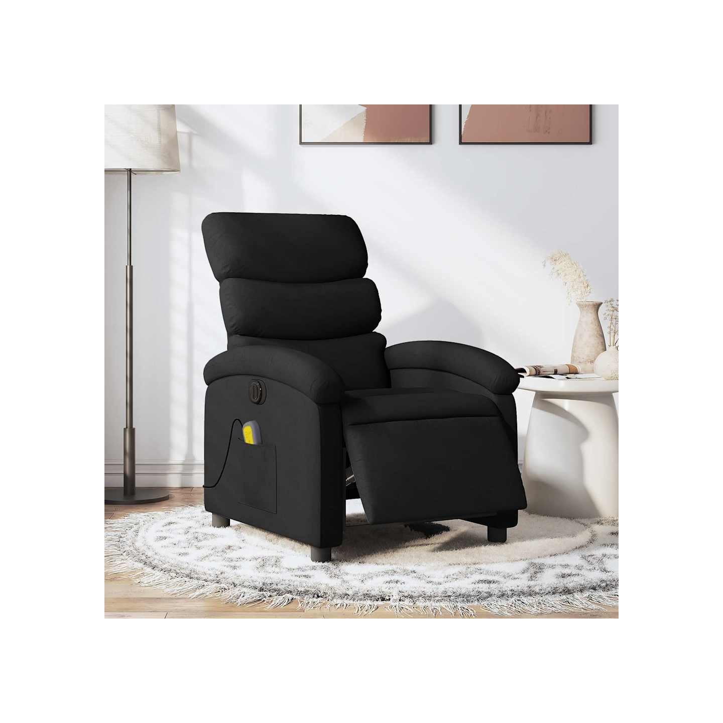 Fauteuil de massage inclinable électrique Noir Tissu
