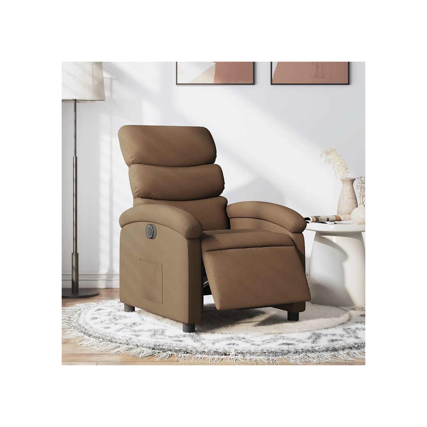Fauteuil inclinable électrique Marron Tissu