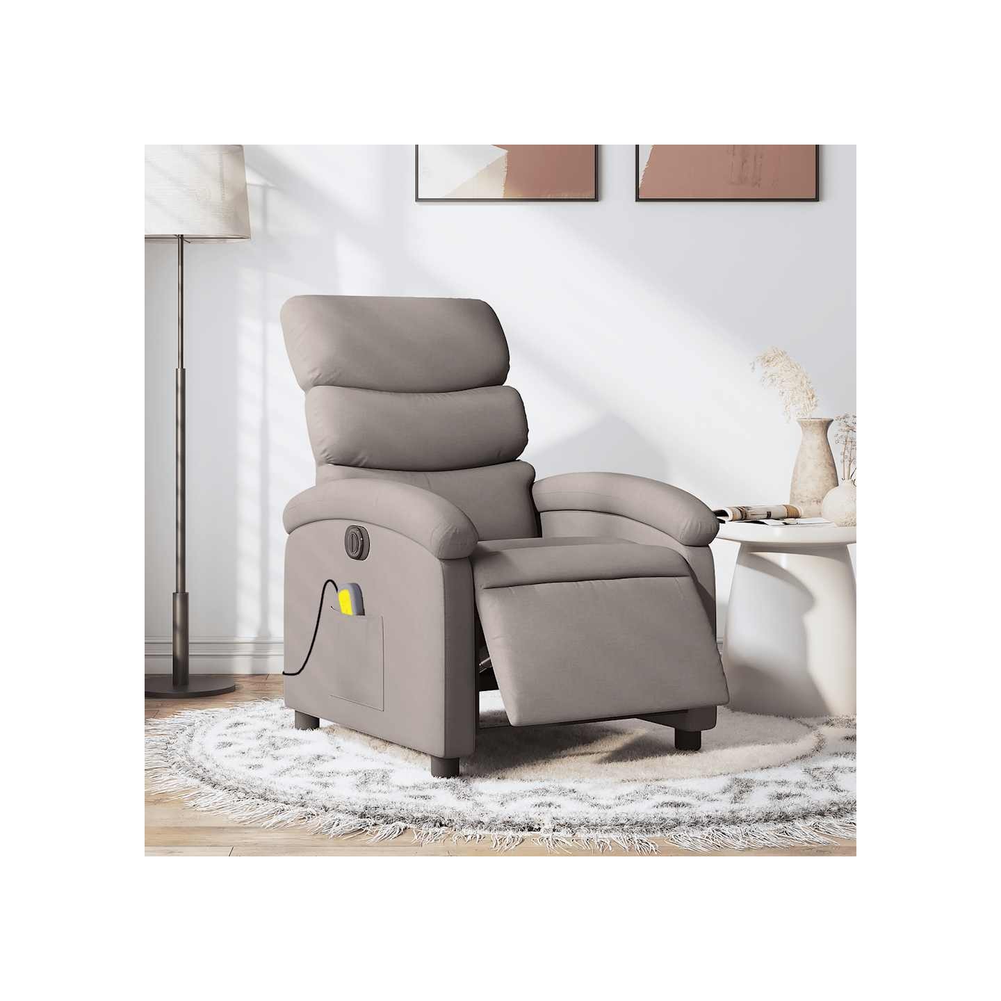 Fauteuil de massage inclinable électrique Taupe Tissu