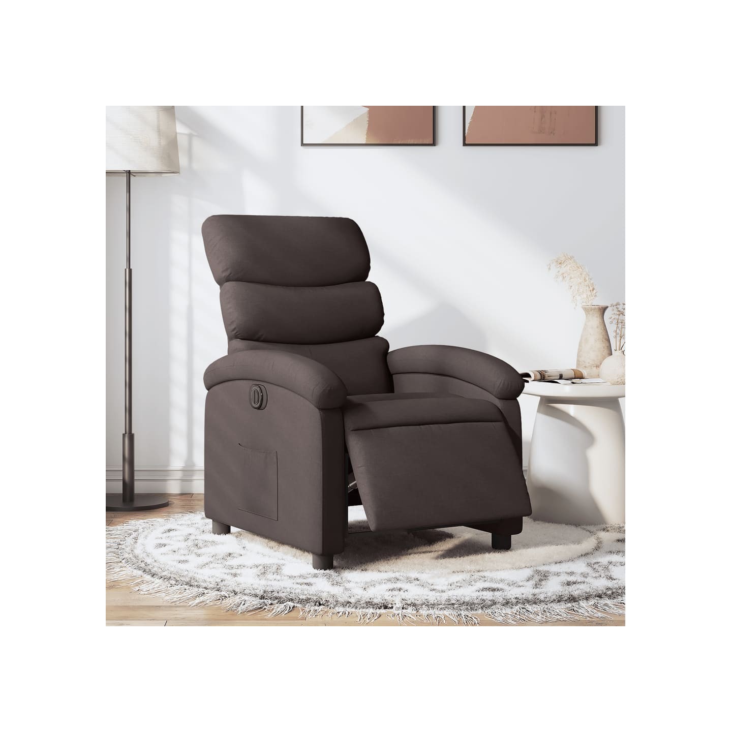 Fauteuil inclinable électrique Marron foncé Tissu