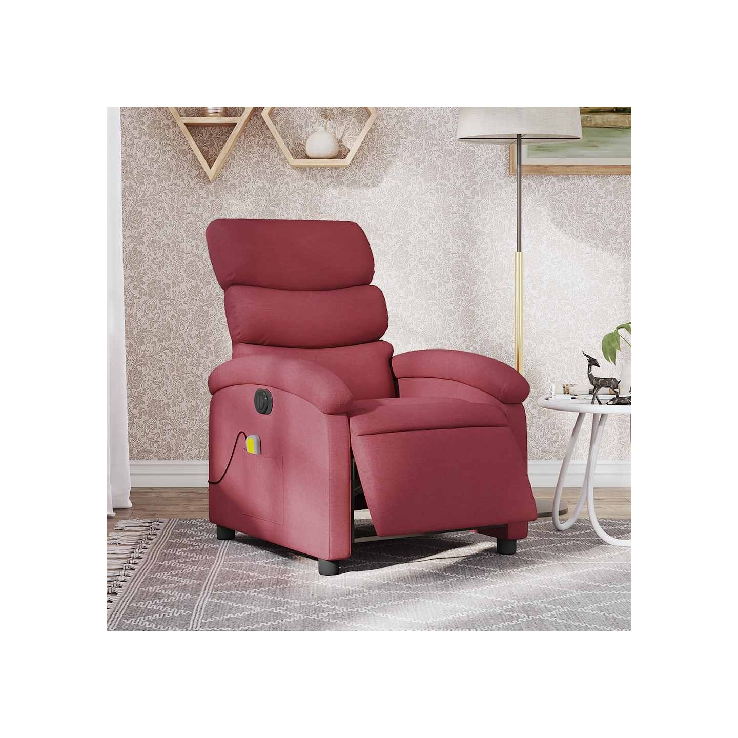 Fauteuil de massage inclinable électrique Rouge bordeaux Tissu