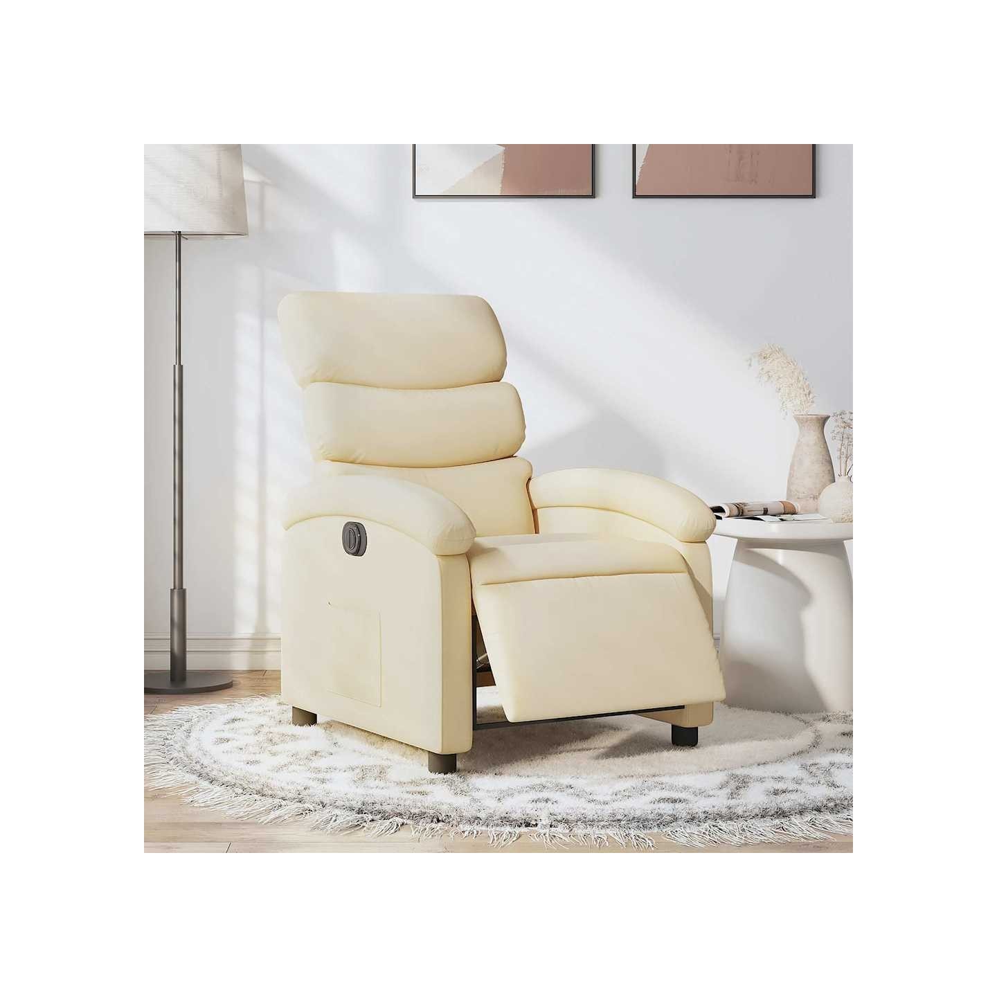 Fauteuil inclinable électrique Crème Tissu