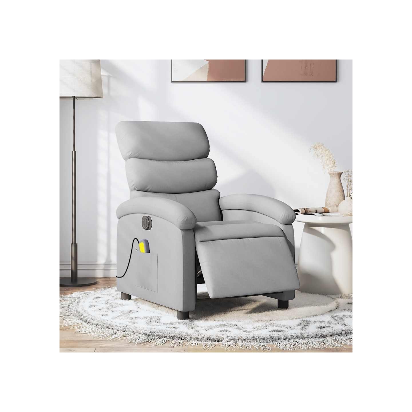 Fauteuil de massage inclinable électrique gris clair tissu