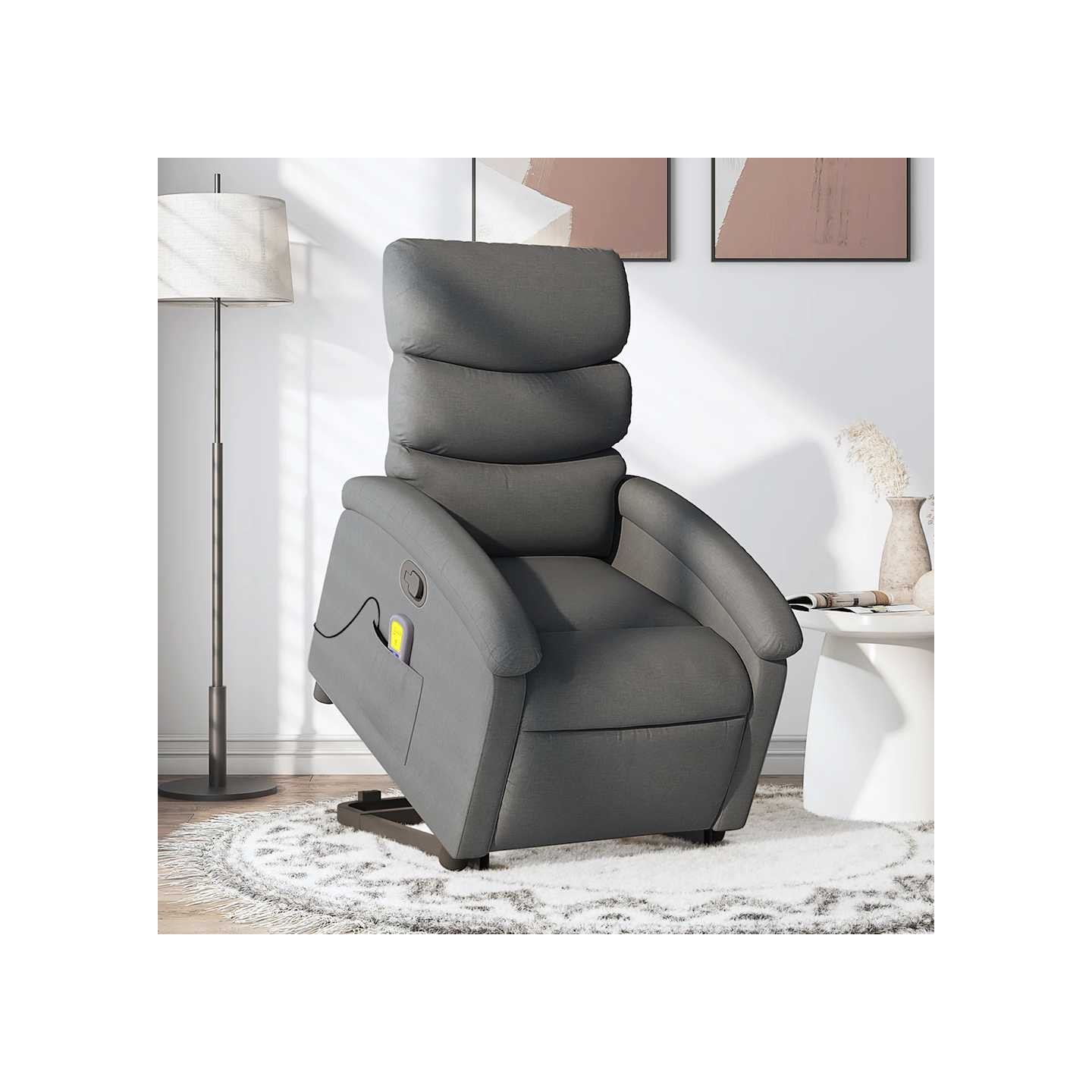 Fauteuil de massage inclinable Gris foncé Tissu