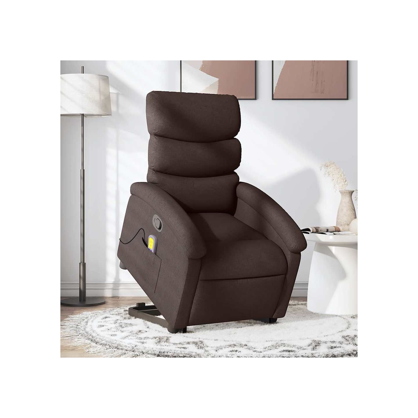Fauteuil inclinable de massage Marron foncé Tissu