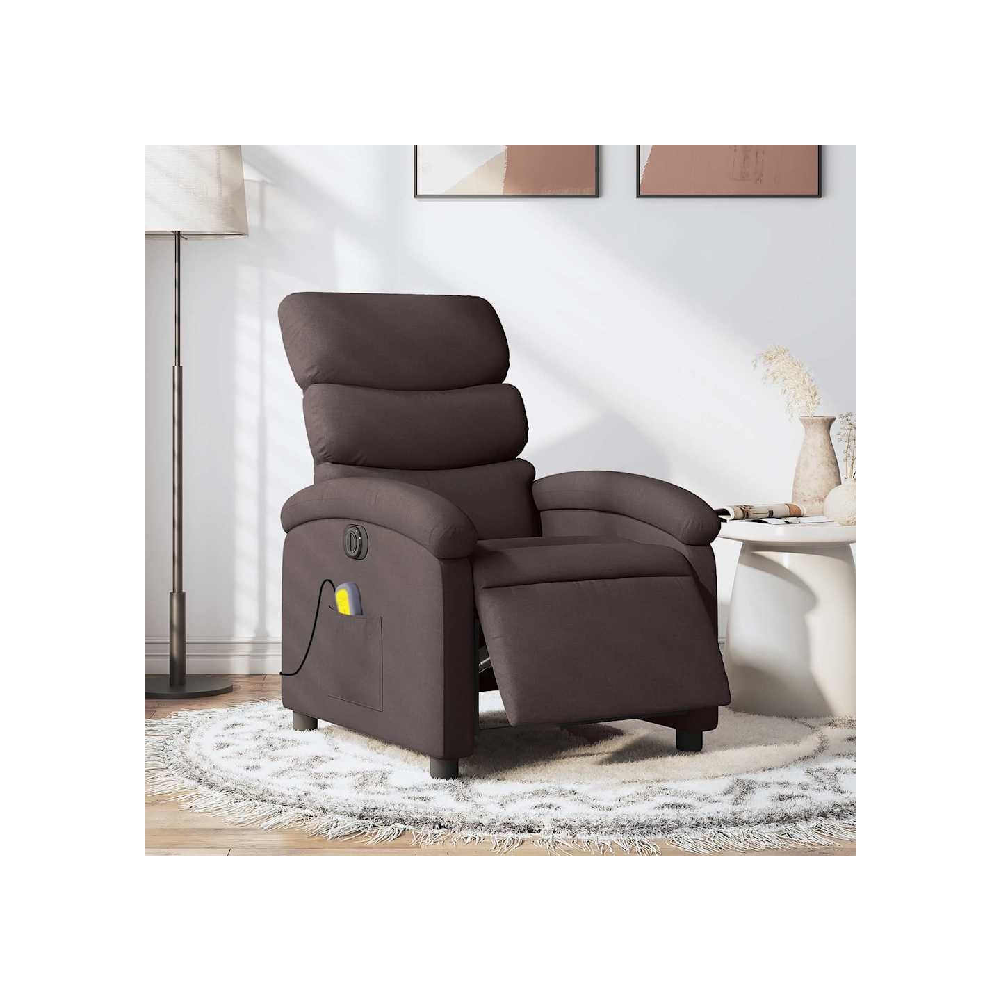 Fauteuil de massage inclinable électrique Marron foncé Tissu