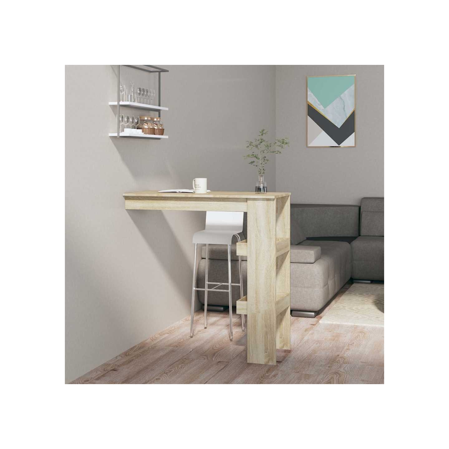 Table bar murale Chêne Sonoma 102x45x103,5 cm Bois d'ingénierie