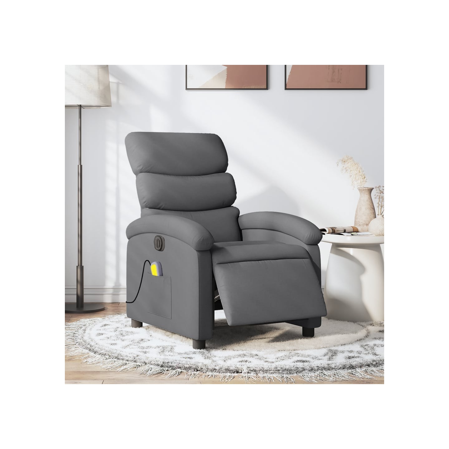 Fauteuil inclinable de massage électrique gris foncé tissu