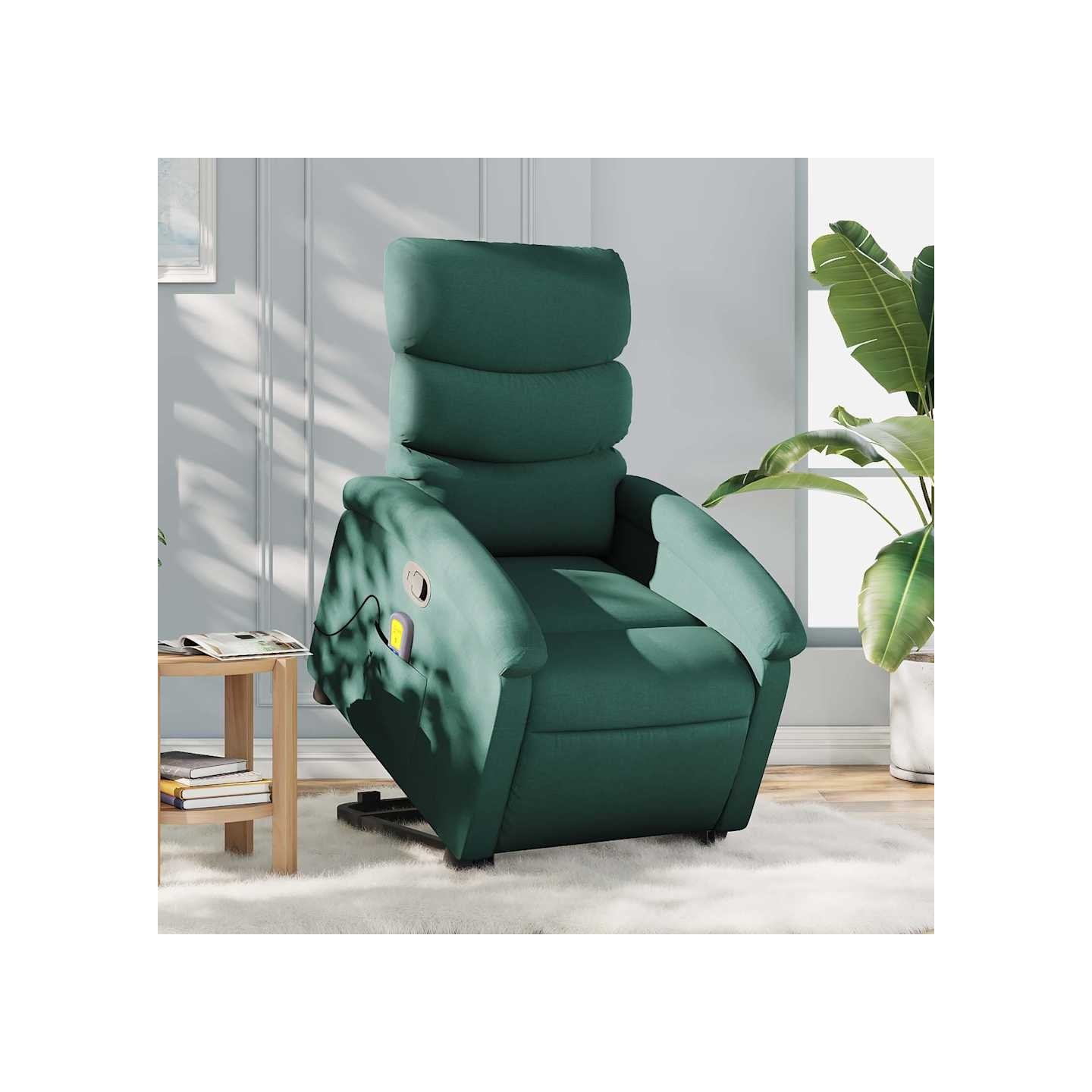 Fauteuil inclinable de massage Vert foncé Tissu