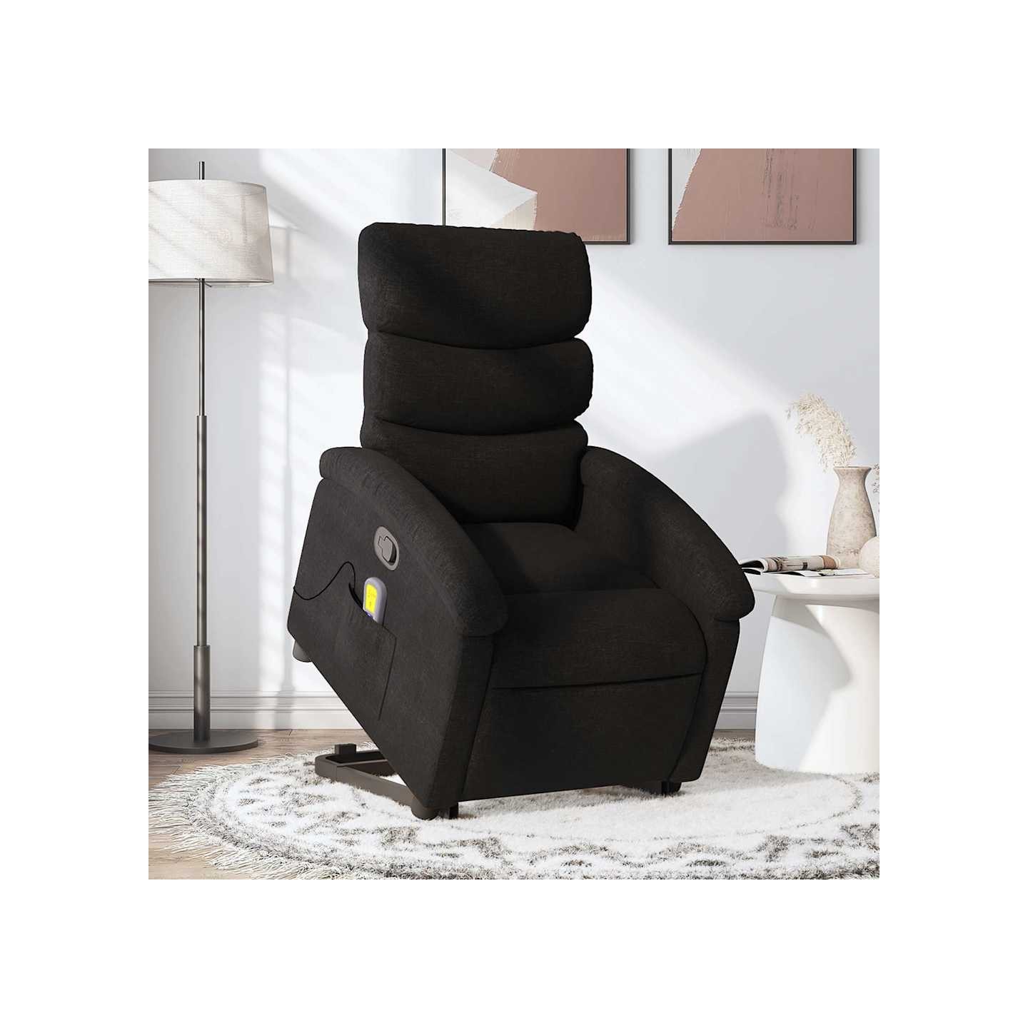 Fauteuil de massage inclinable Noir Tissu