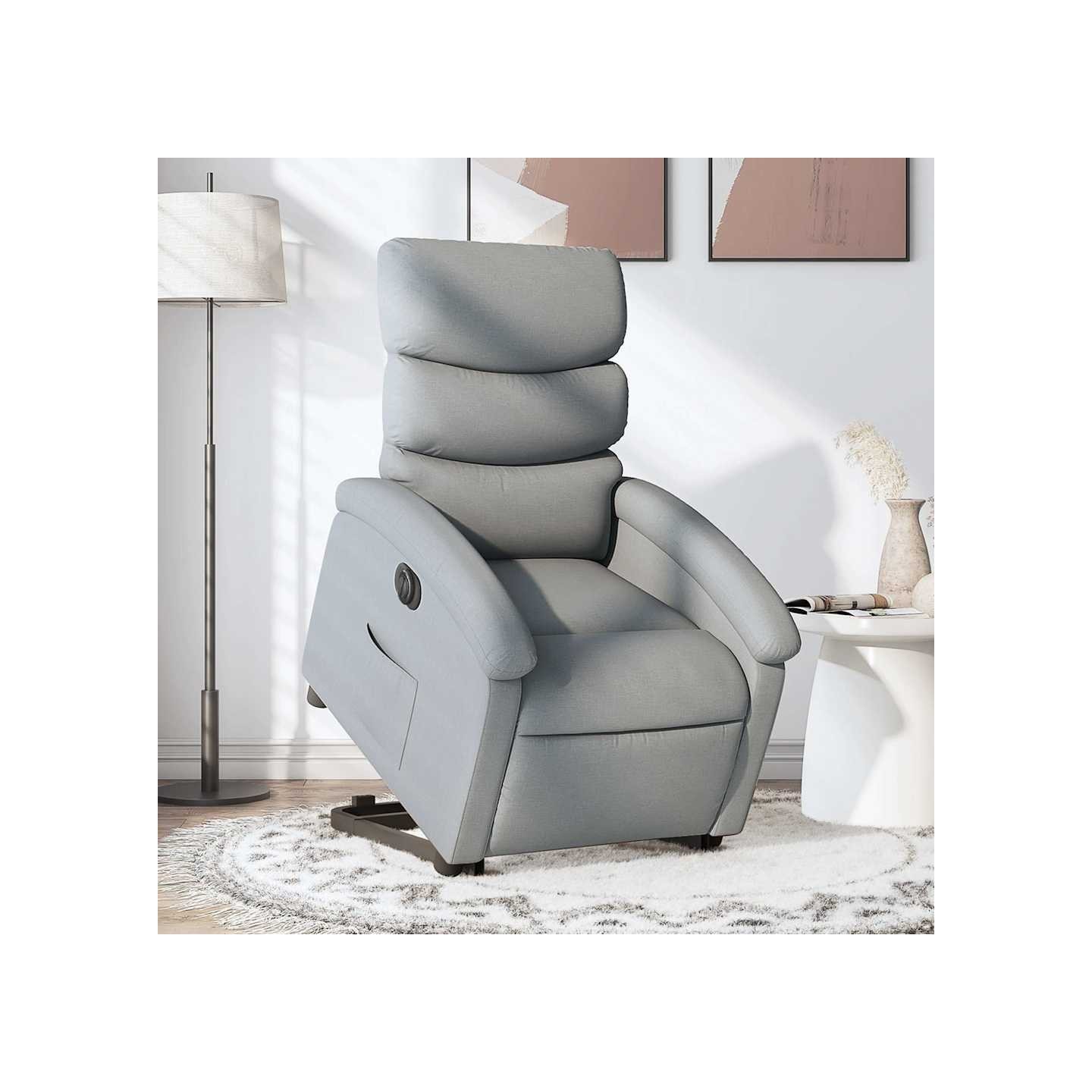 Fauteuil inclinable électrique gris clair tissu